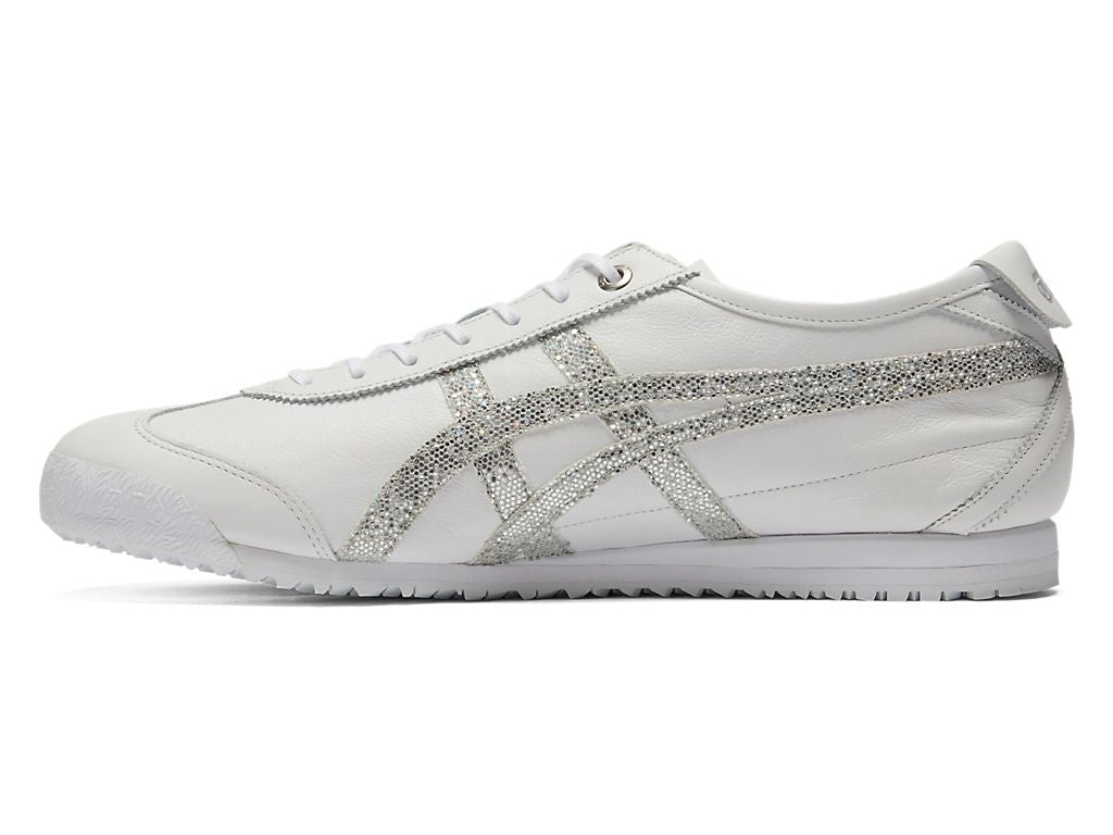 Onitsuka Tiger Mexico 66 Unisex Sneakers – White Leather Silver Glitter