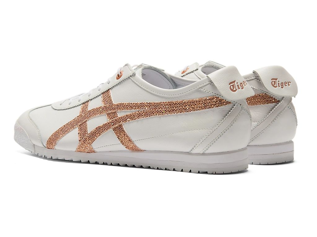 Onitsuka Tiger Mexico 66 Unisex Sneakers – White Leather Rose Gold Glitter