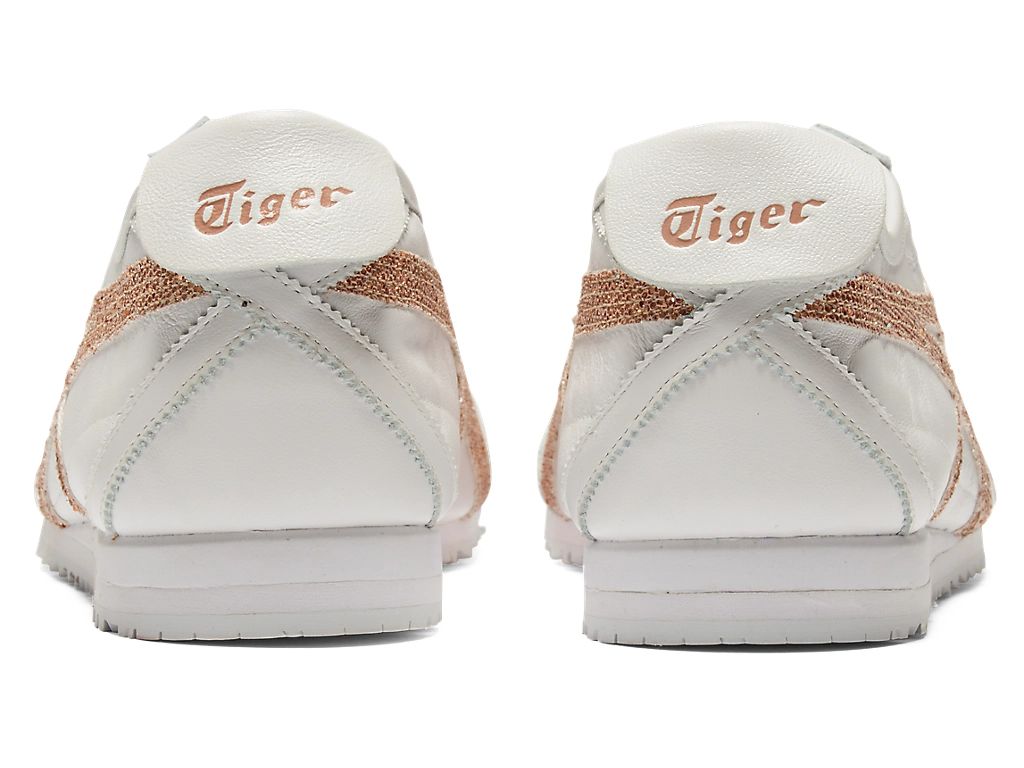 Onitsuka Tiger Mexico 66 Unisex Sneakers – White Leather Rose Gold Glitter