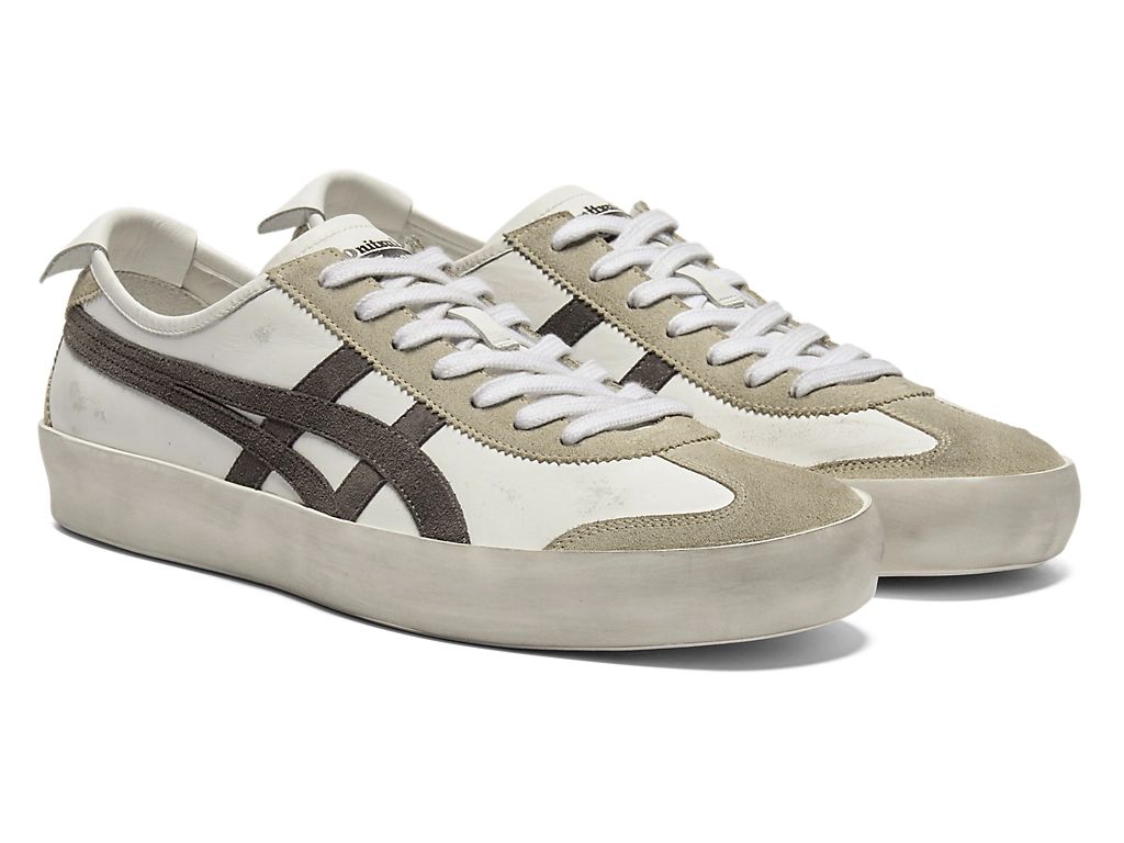 Onitsuka Tiger Mexico 66 Unisex Sneakers – Vintage White Taupe Brown Stripe