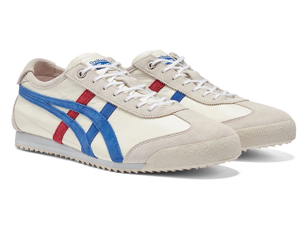 Onitsuka Tiger Mexico 66 Unisex Sneakers – Cream Blue Red Stripe