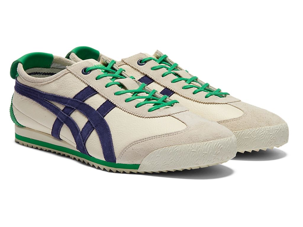 Onitsuka Tiger Mexico 66 Unisex Sneakers – Cream Navy Green Stripe