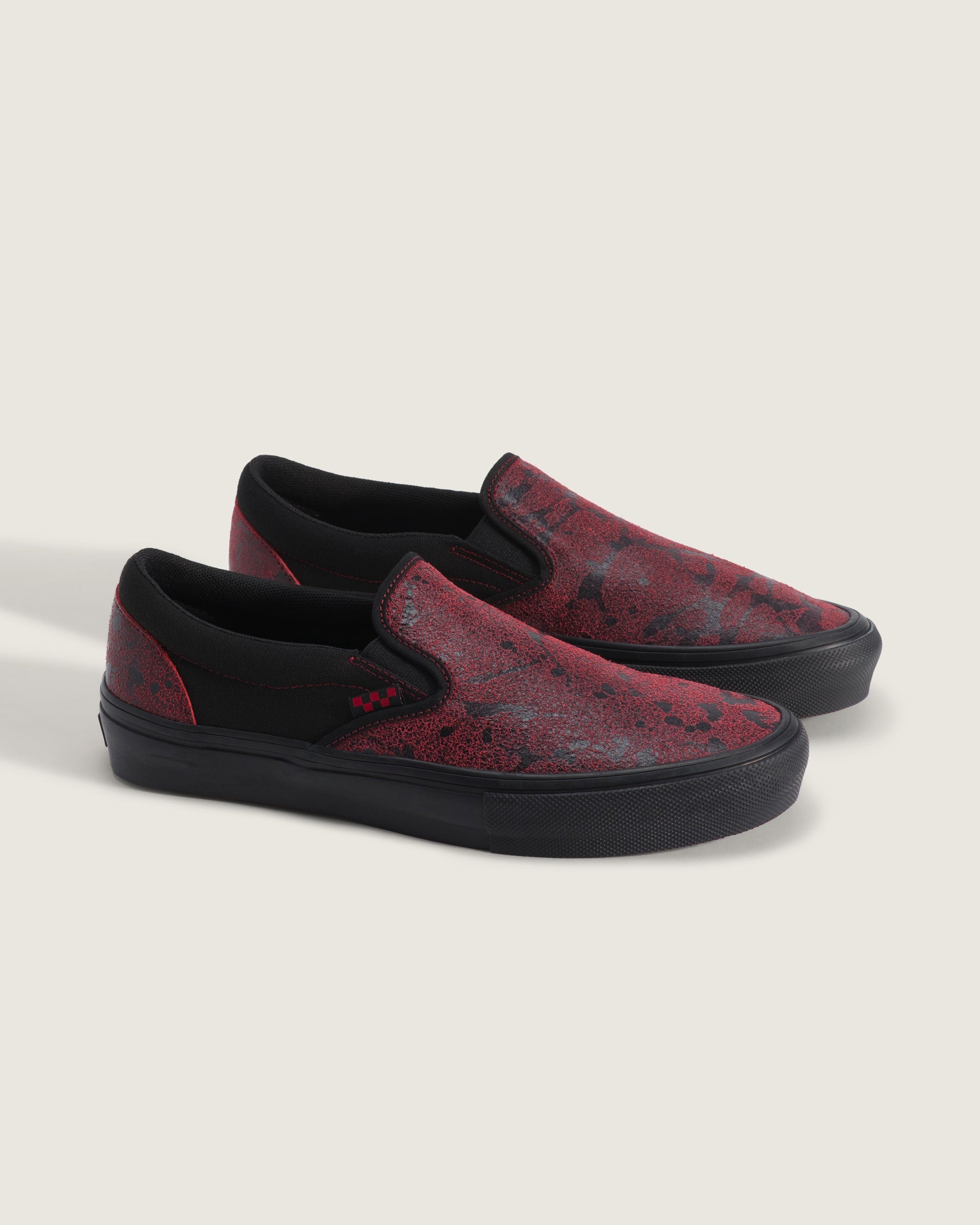 Vans Slip-On Pro Red Black Snake Print Unisex Skate Shoes