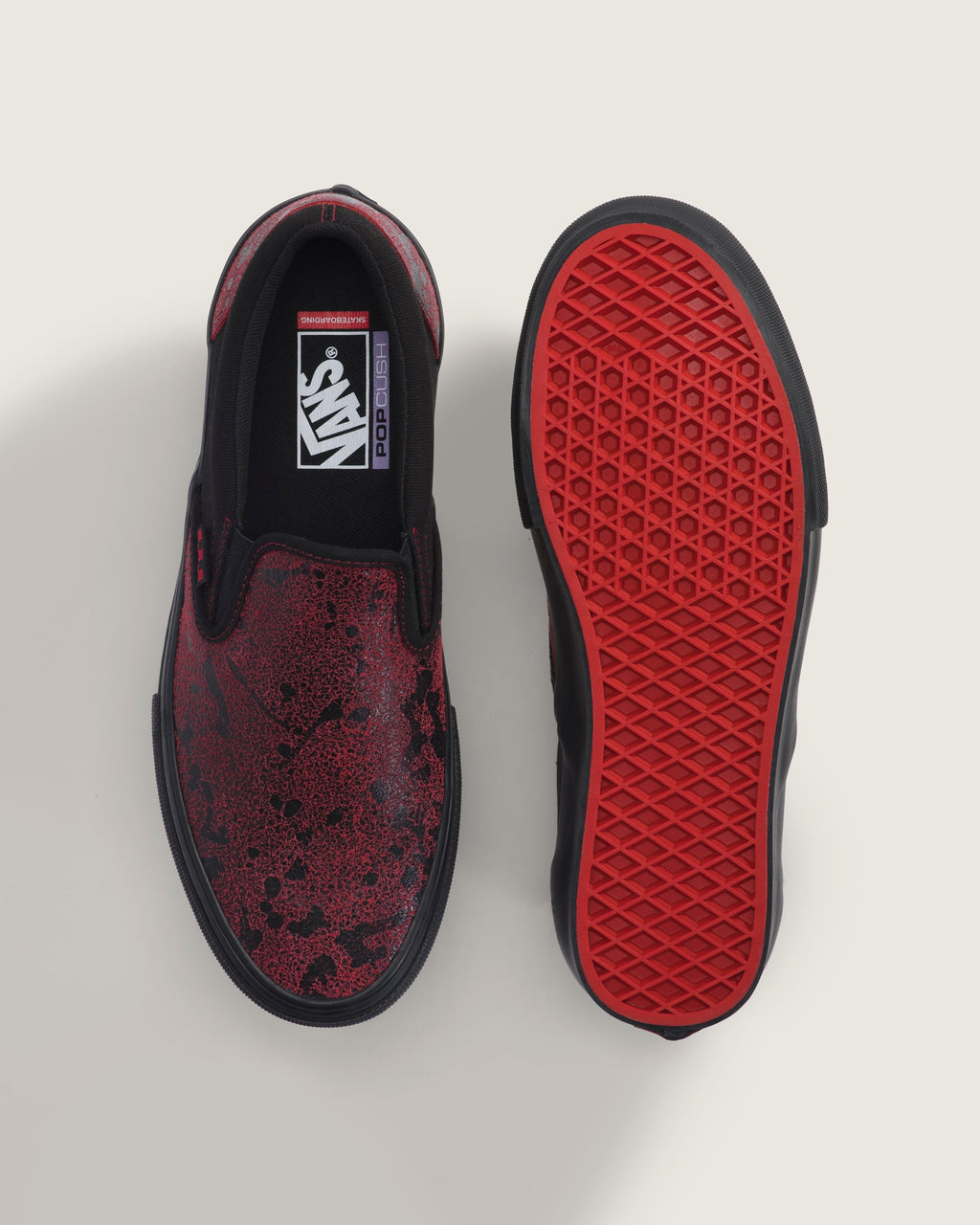 Vans Slip-On Pro Red Black Snake Print Unisex Skate Shoes
