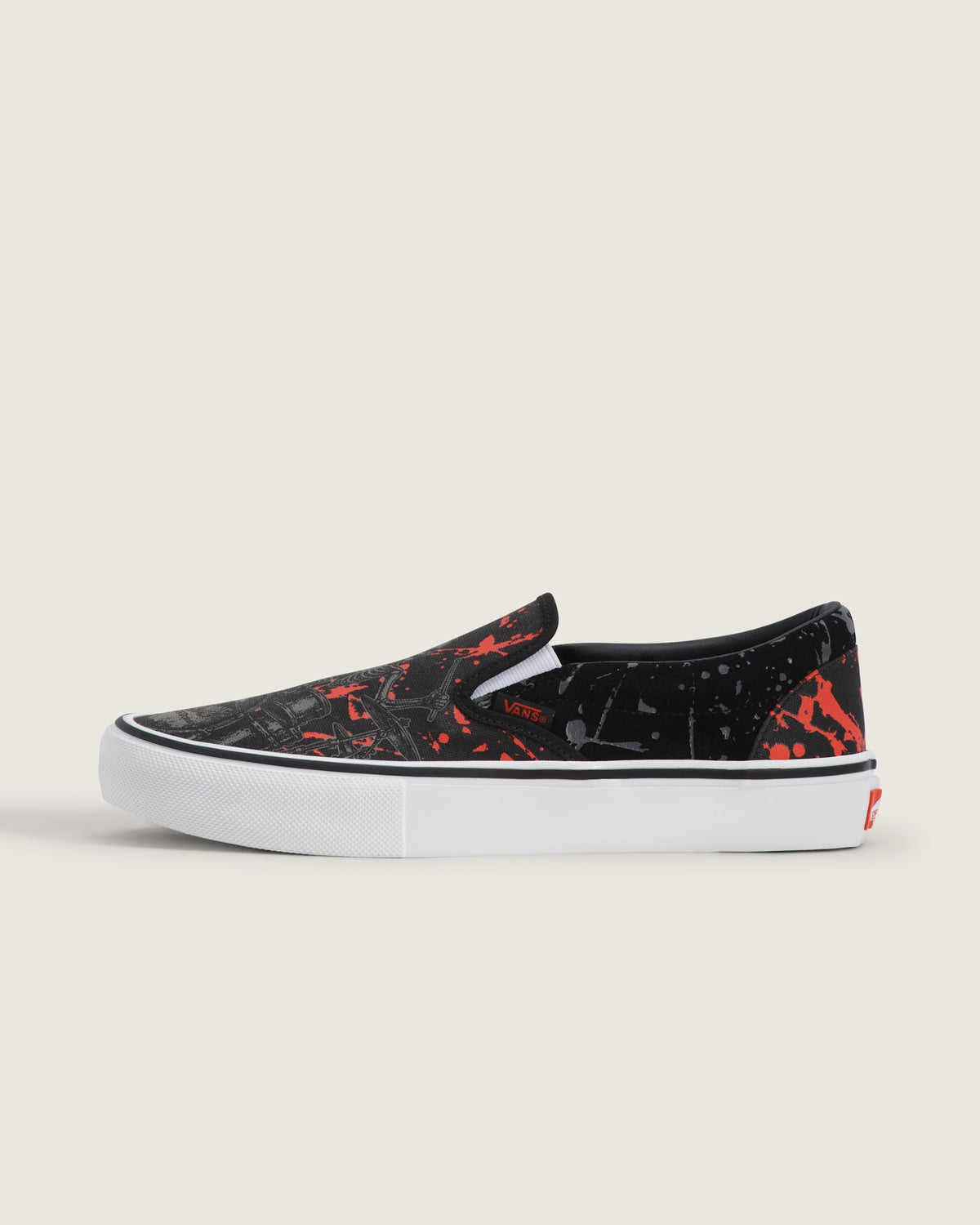 Vans Slip-On Pro Black Red Splash Print Unisex Skate Shoes