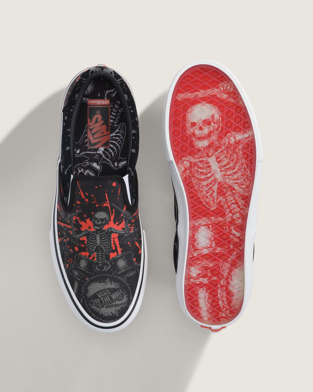 Vans Slip-On Pro Black Red Splash Print Unisex Skate Shoes