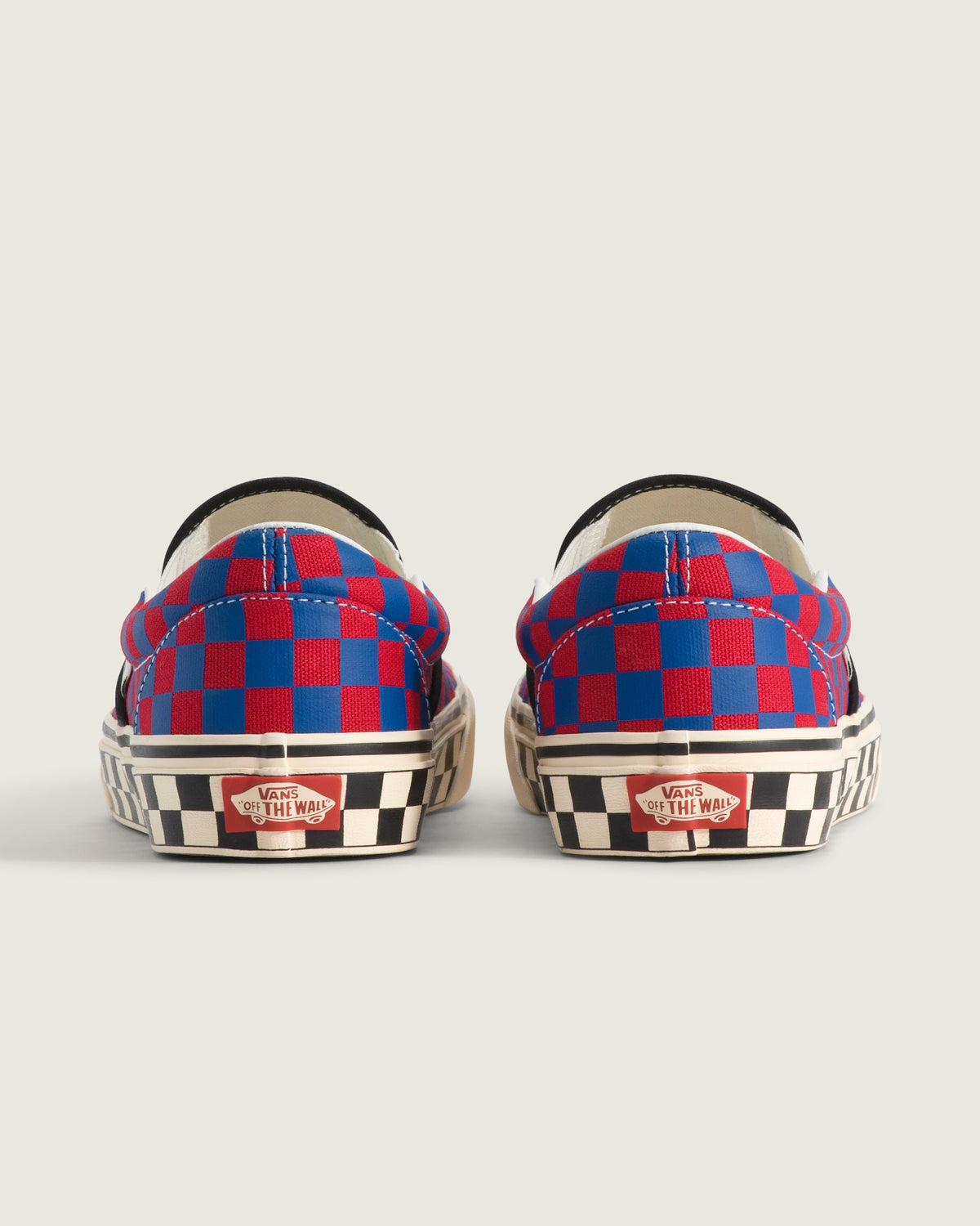Vans Classic Slip-On Red Blue Checkerboard Unisex Skate Shoes