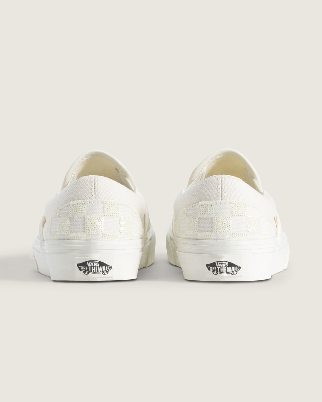 Vans Classic Slip-On Off-White Sequin Checkerboard Unisex Skate Shoes