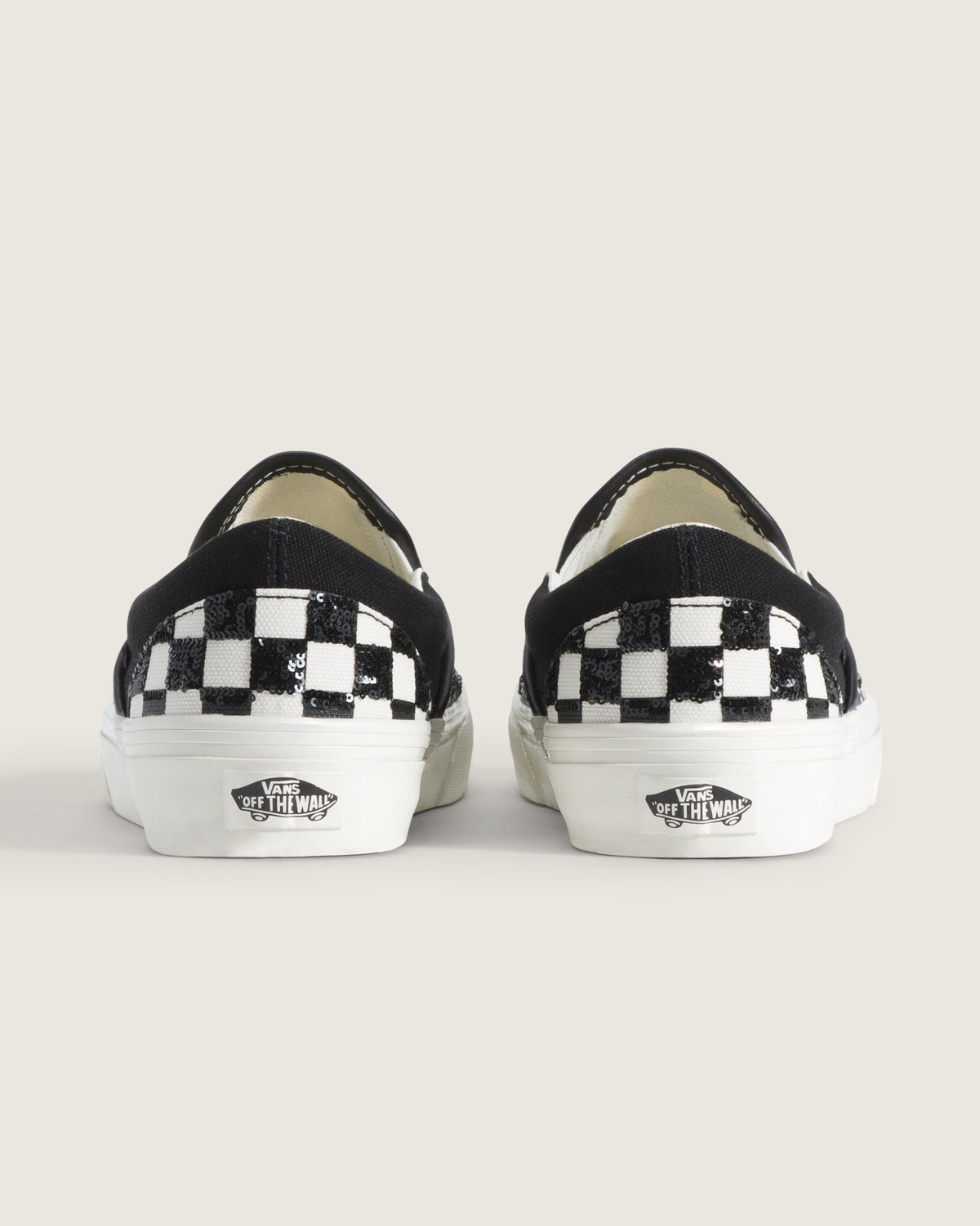 Vans Classic Slip-On Black & White Sequin Checkerboard Unisex Skate Shoes
