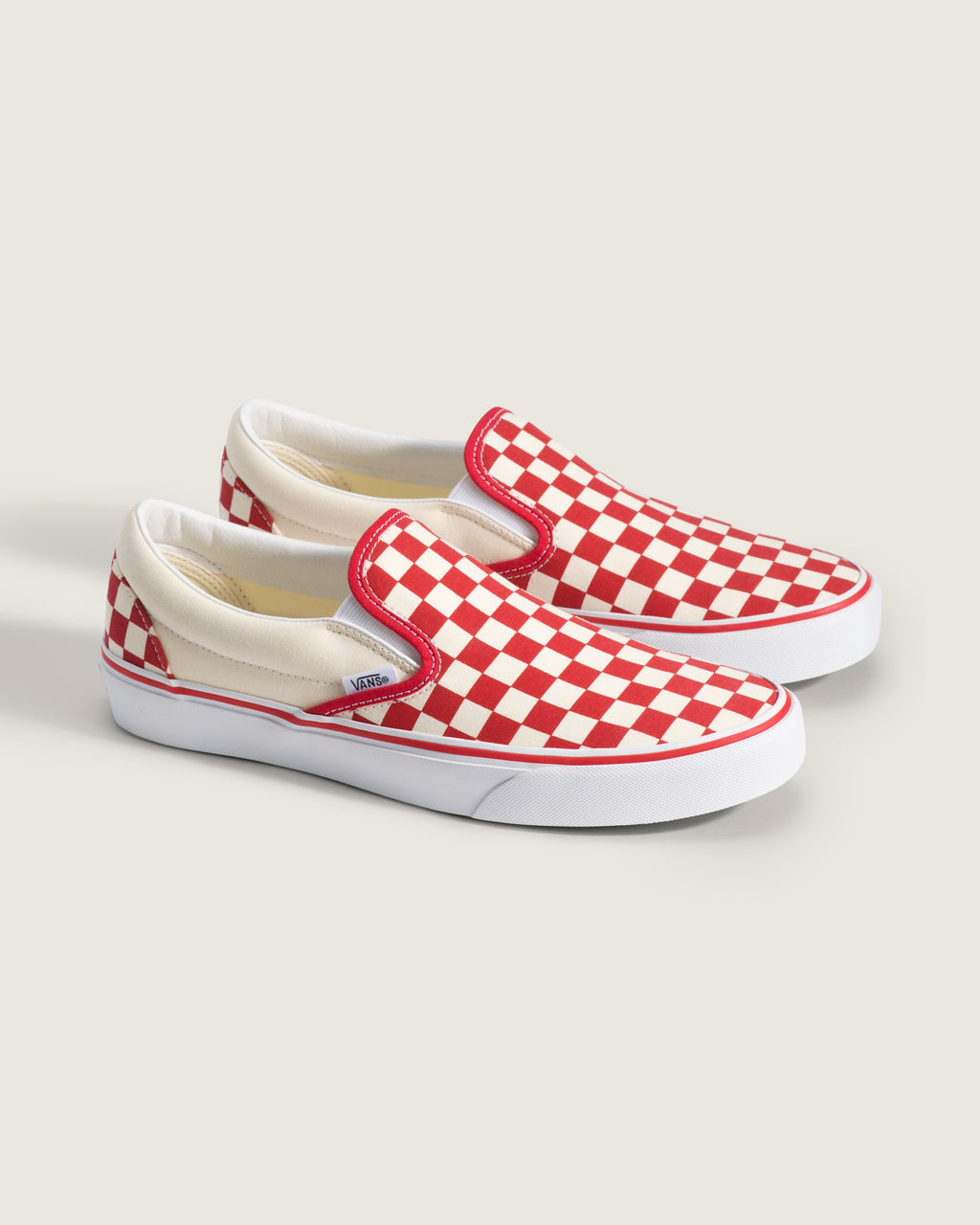 Vans Classic Slip-On Red & Off-White Checkerboard Unisex Skate Shoes