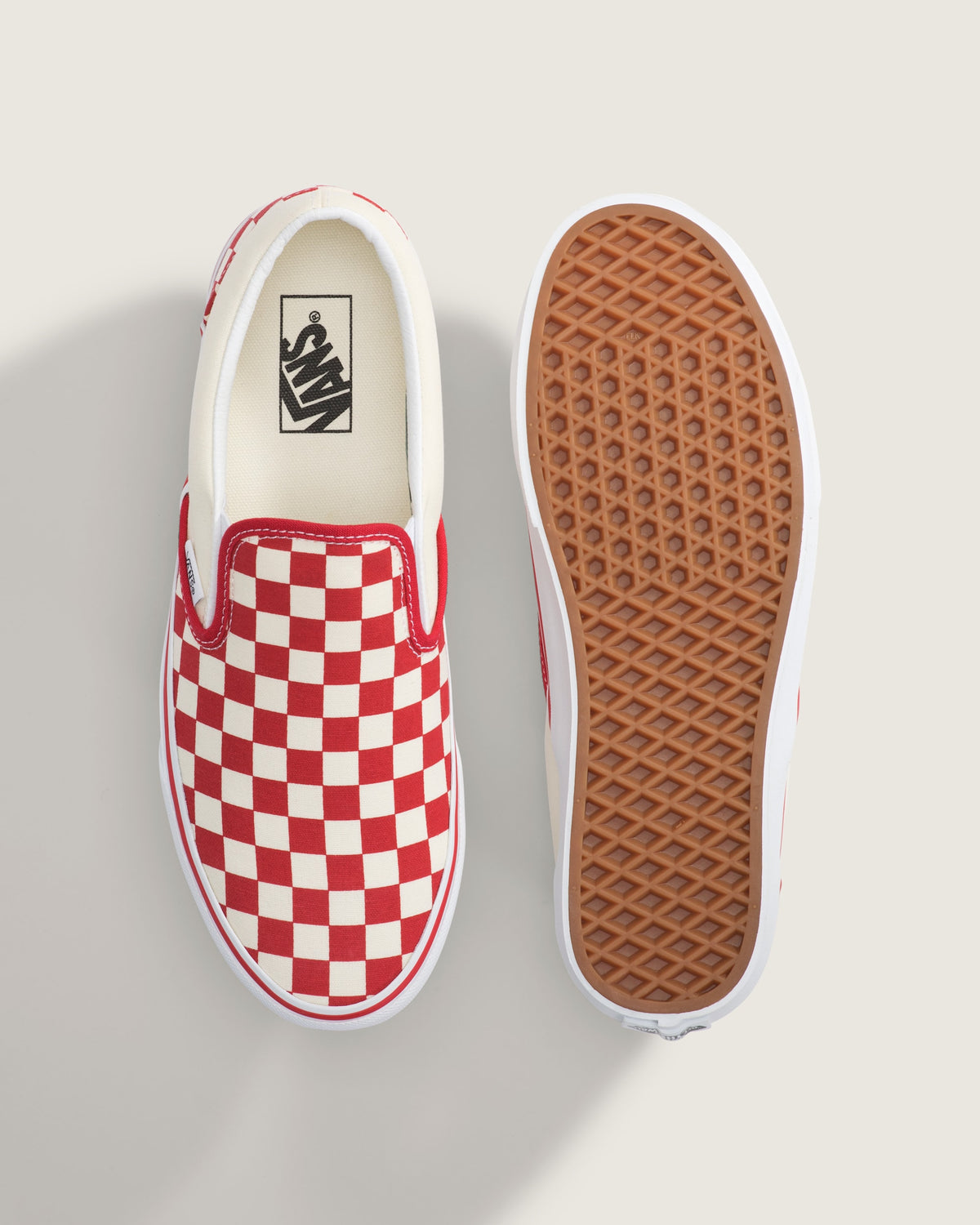 Vans Classic Slip-On Red & Off-White Checkerboard Unisex Skate Shoes