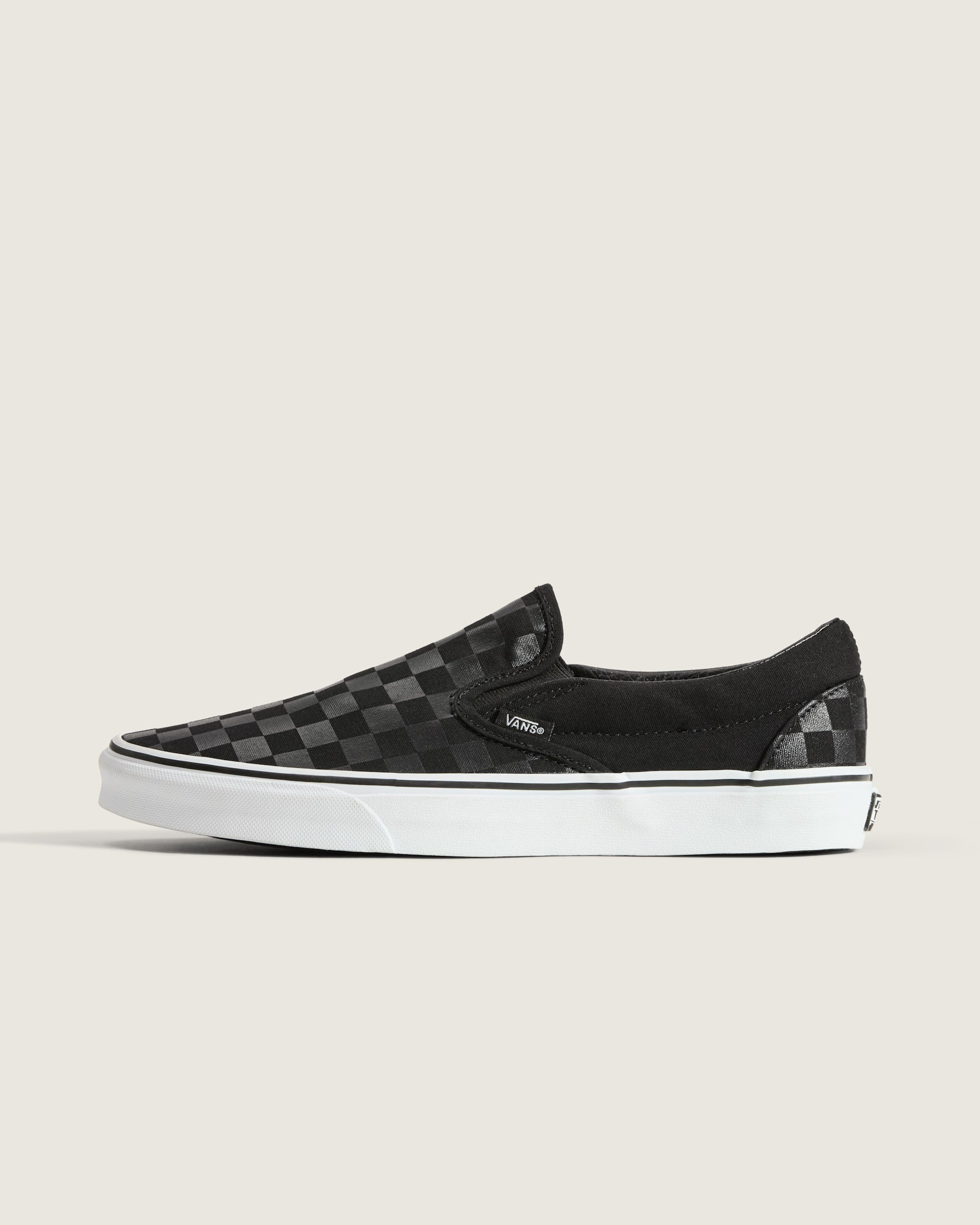Vans Classic Slip-On Black Metallic Checkerboard Unisex Skate Shoes