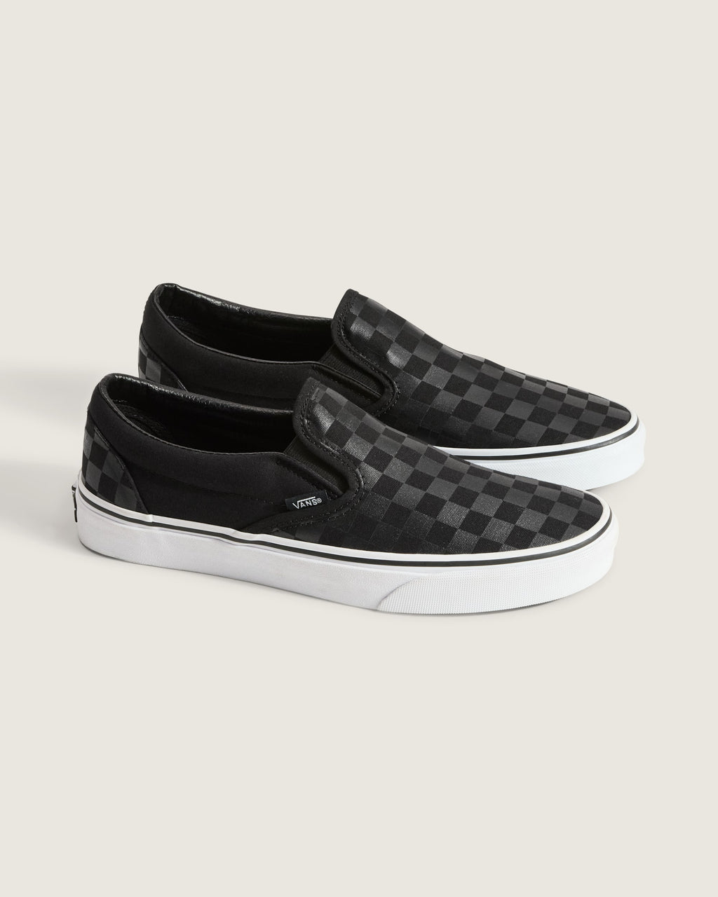 Vans Classic Slip-On Black Metallic Checkerboard Unisex Skate Shoes