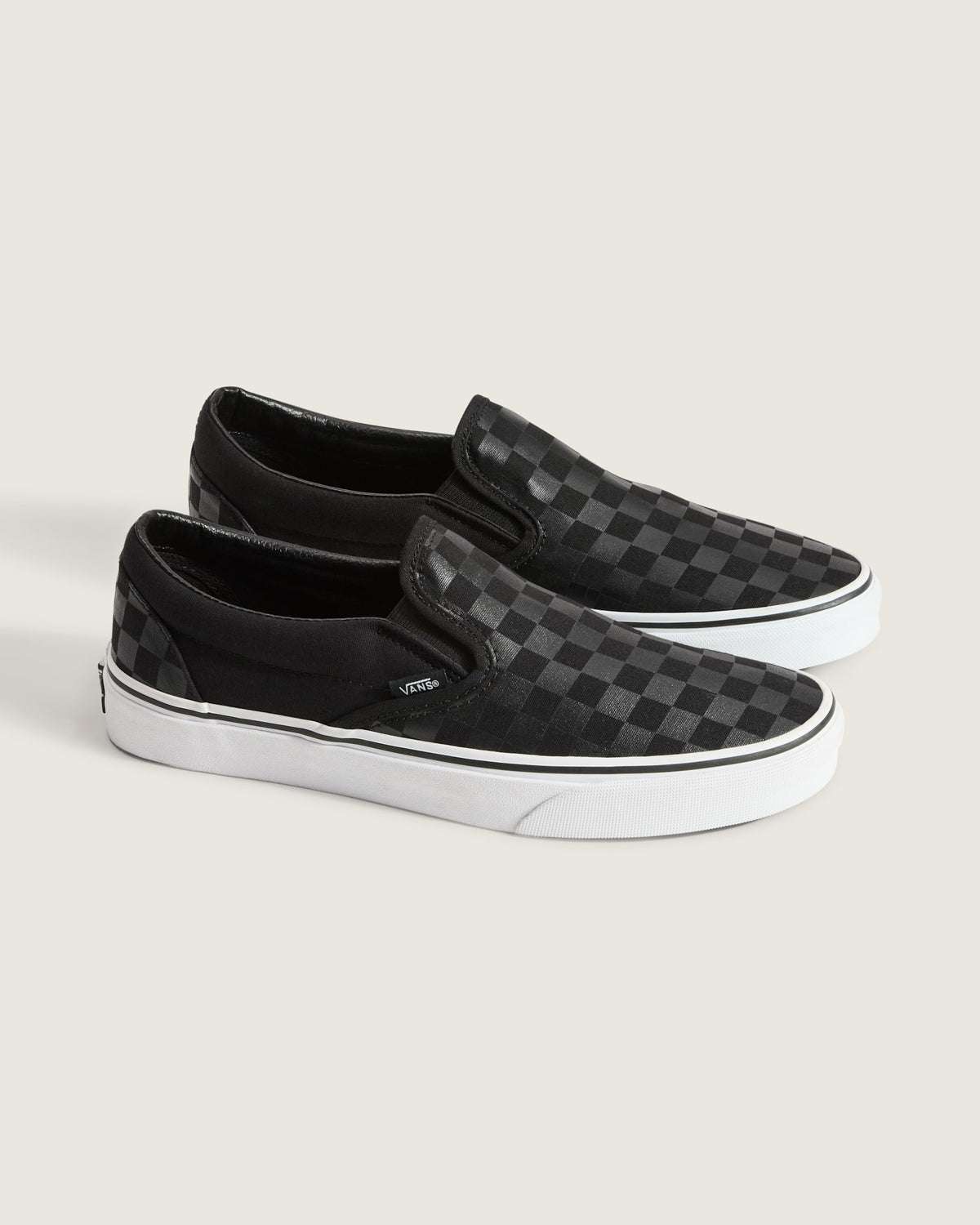Vans Classic Slip-On Black Metallic Checkerboard Unisex Skate Shoes