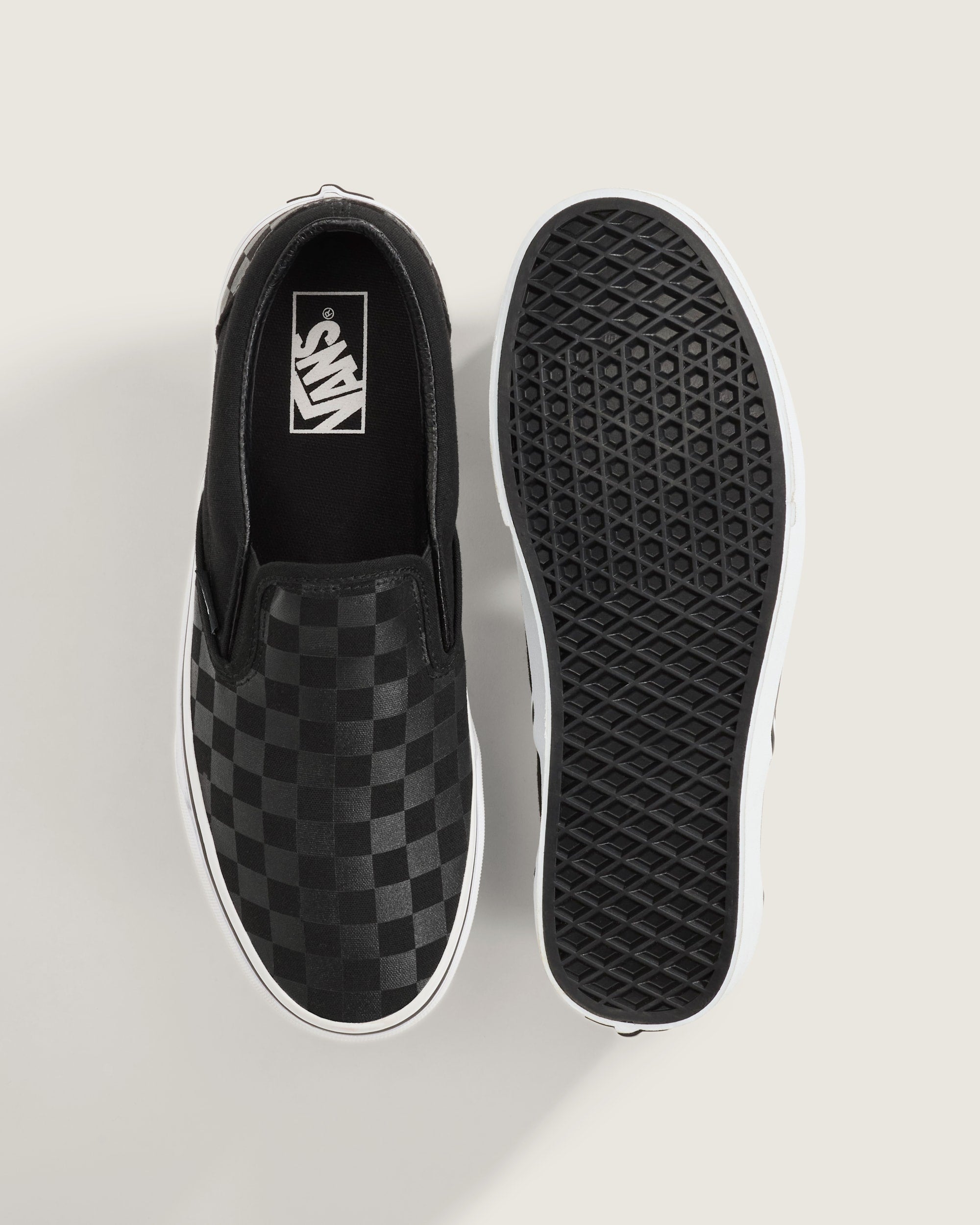 Vans Classic Slip-On Black Metallic Checkerboard Unisex Skate Shoes