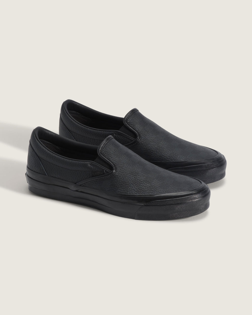 Vans Classic Slip-On All Black Leather Unisex Skate Shoes
