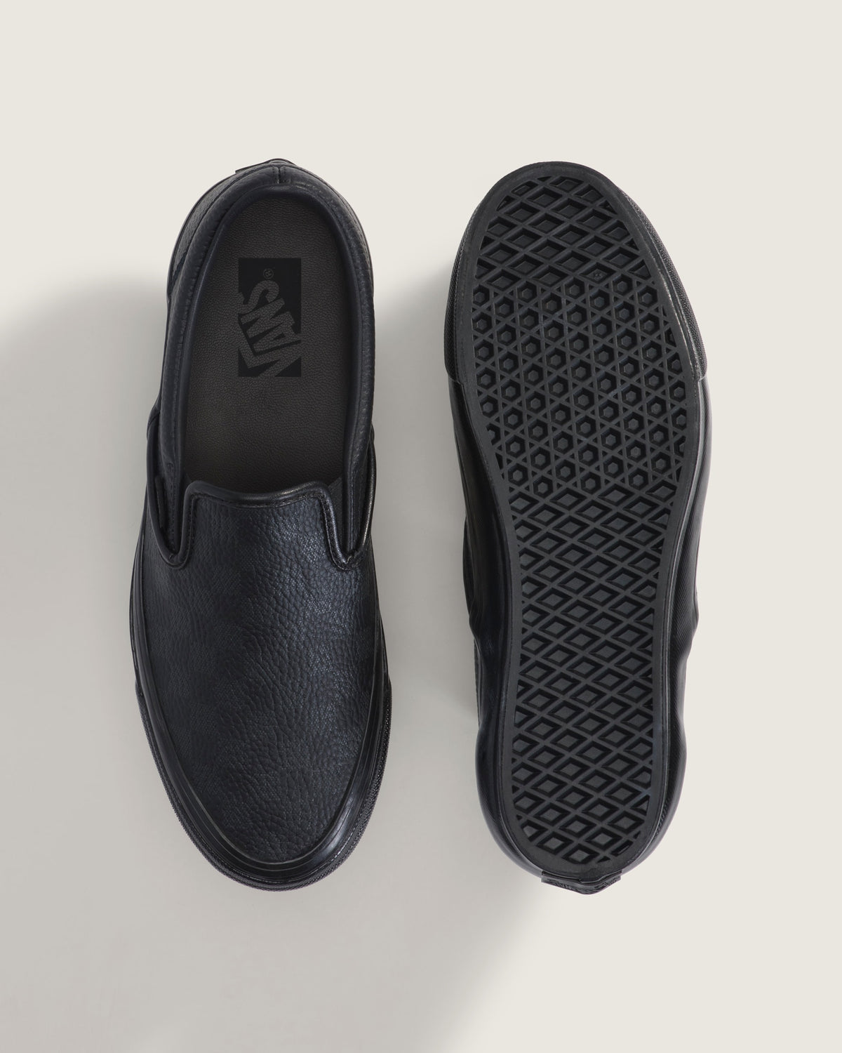 Vans Classic Slip-On All Black Leather Unisex Skate Shoes
