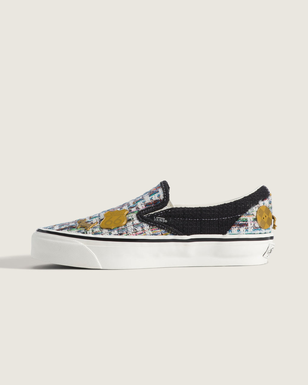 Vans Classic Slip-On Multicolor Tapestry 66 Badge Unisex Skate Shoes
