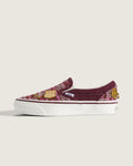 Vans Classic Slip-On Burgundy Fair Isle 66 Badge Unisex Skate Shoes