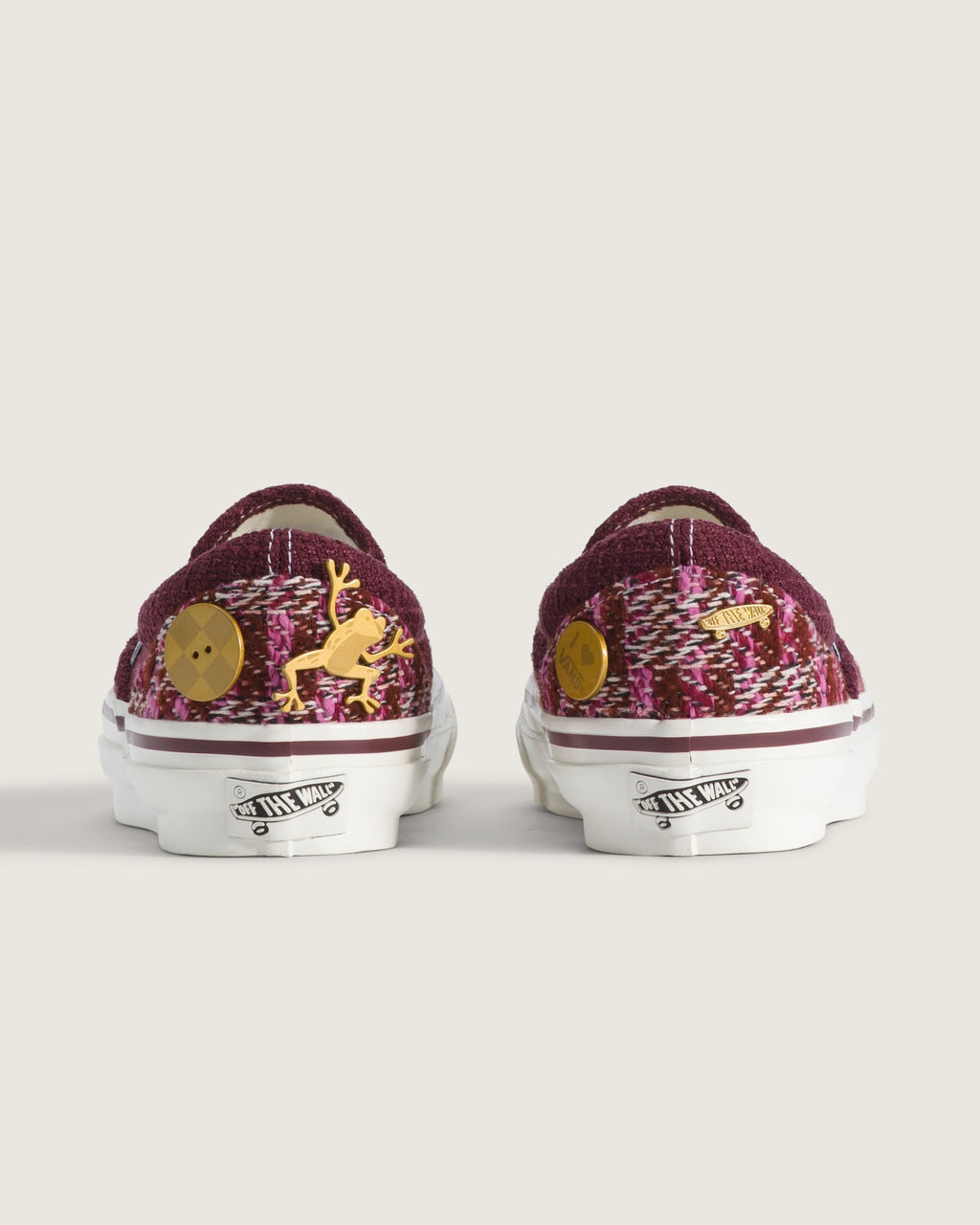 Vans Classic Slip-On Burgundy Fair Isle 66 Badge Unisex Skate Shoes