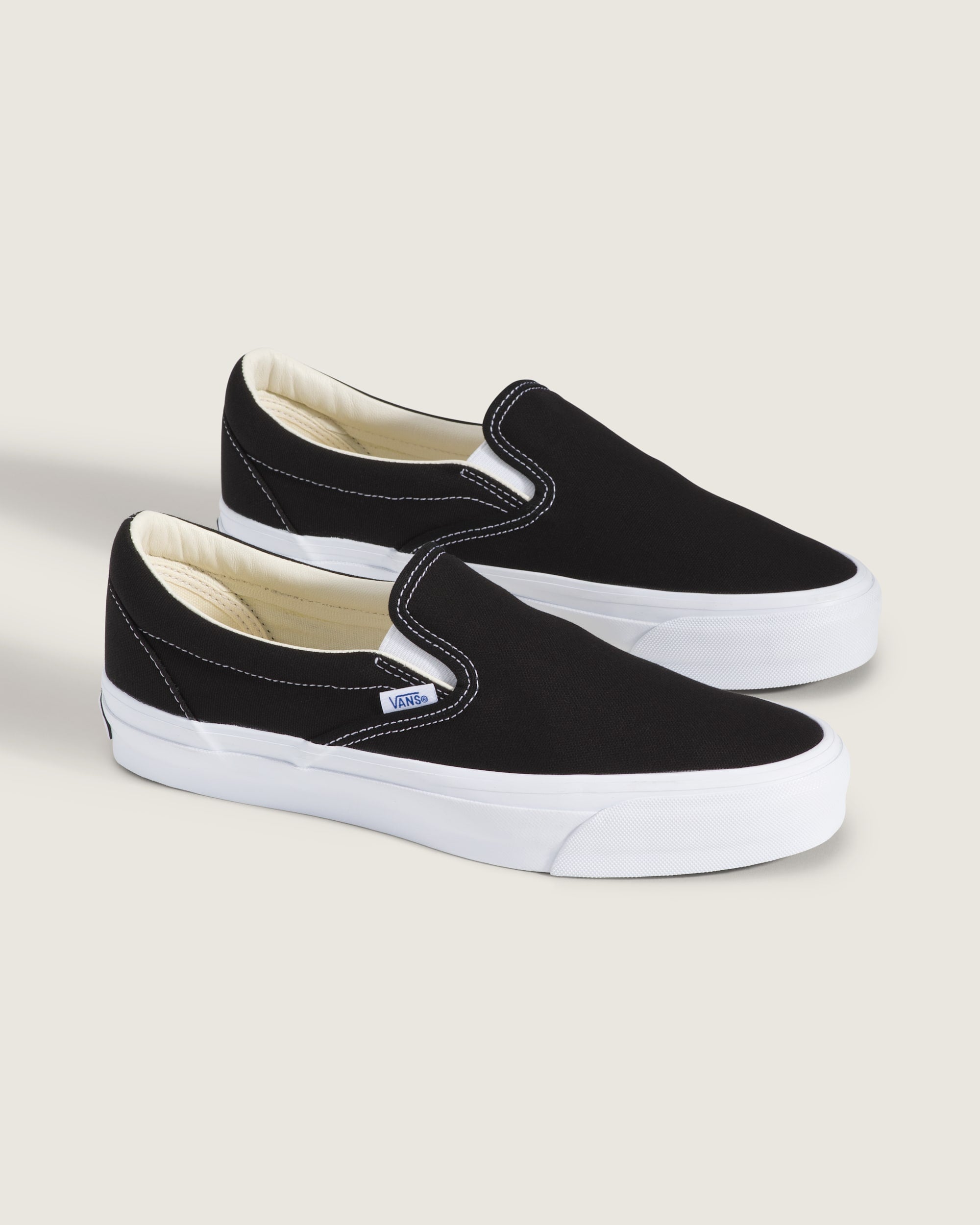 Vans Classic Slip-On Black White Contrast Stitch Unisex Skate Shoes