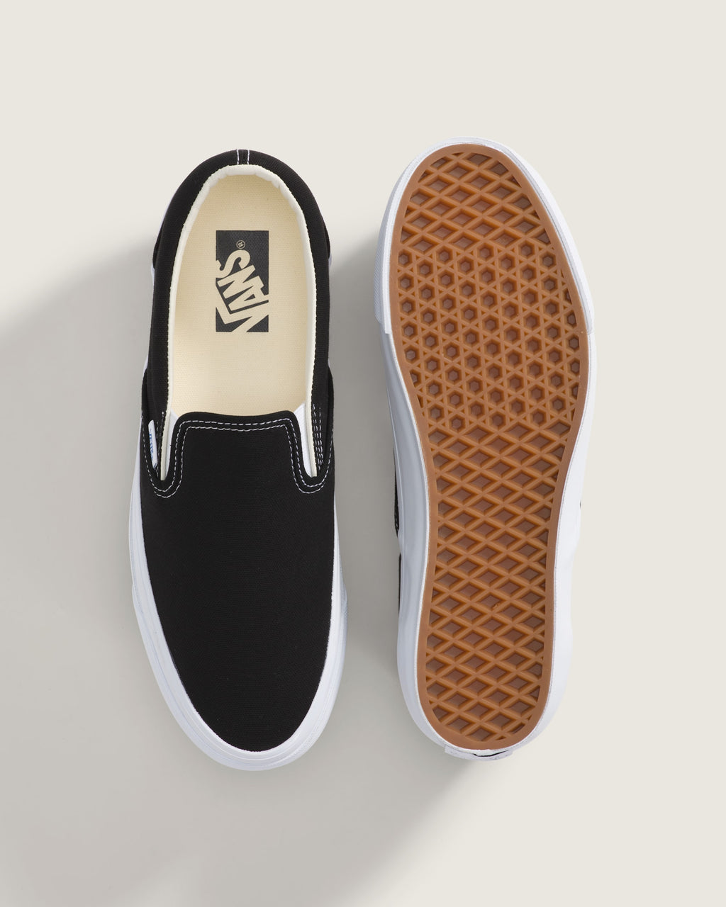 Vans Classic Slip-On Black White Contrast Stitch Unisex Skate Shoes
