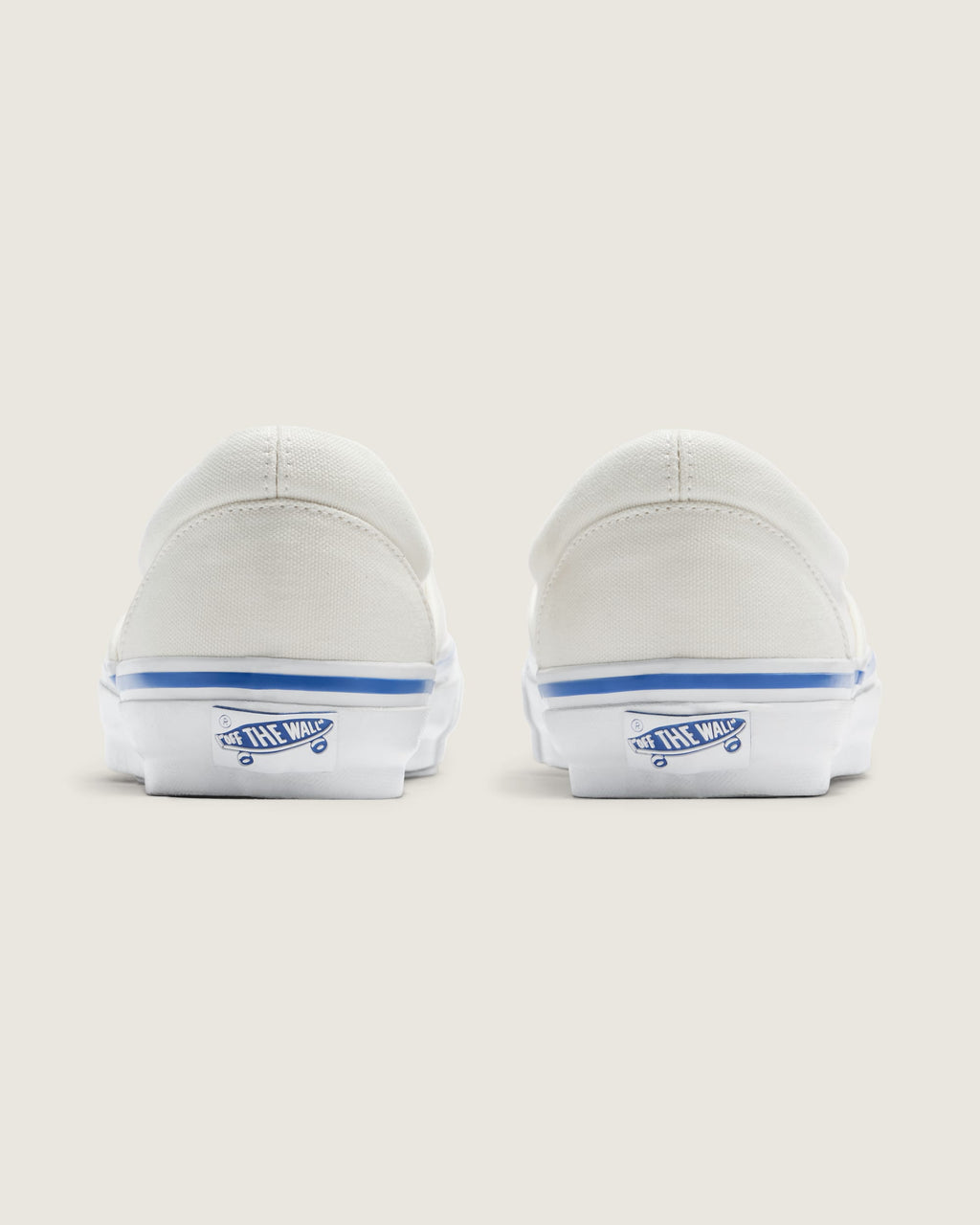 Vans Classic Slip-On Off-White Blue Stripe Unisex Skate Shoes