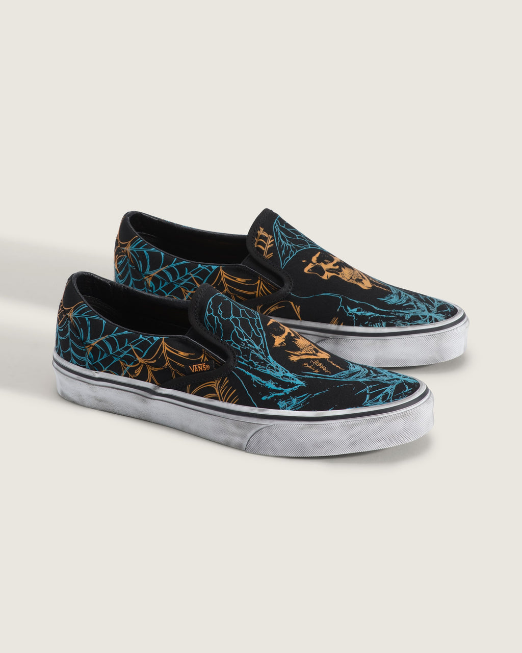 Vans Classic Slip-On Black Spider Web Print Unisex Skate Shoes