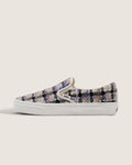 Vans Classic Slip-On Purple Beige Plaid Tweed Unisex Skate Shoes