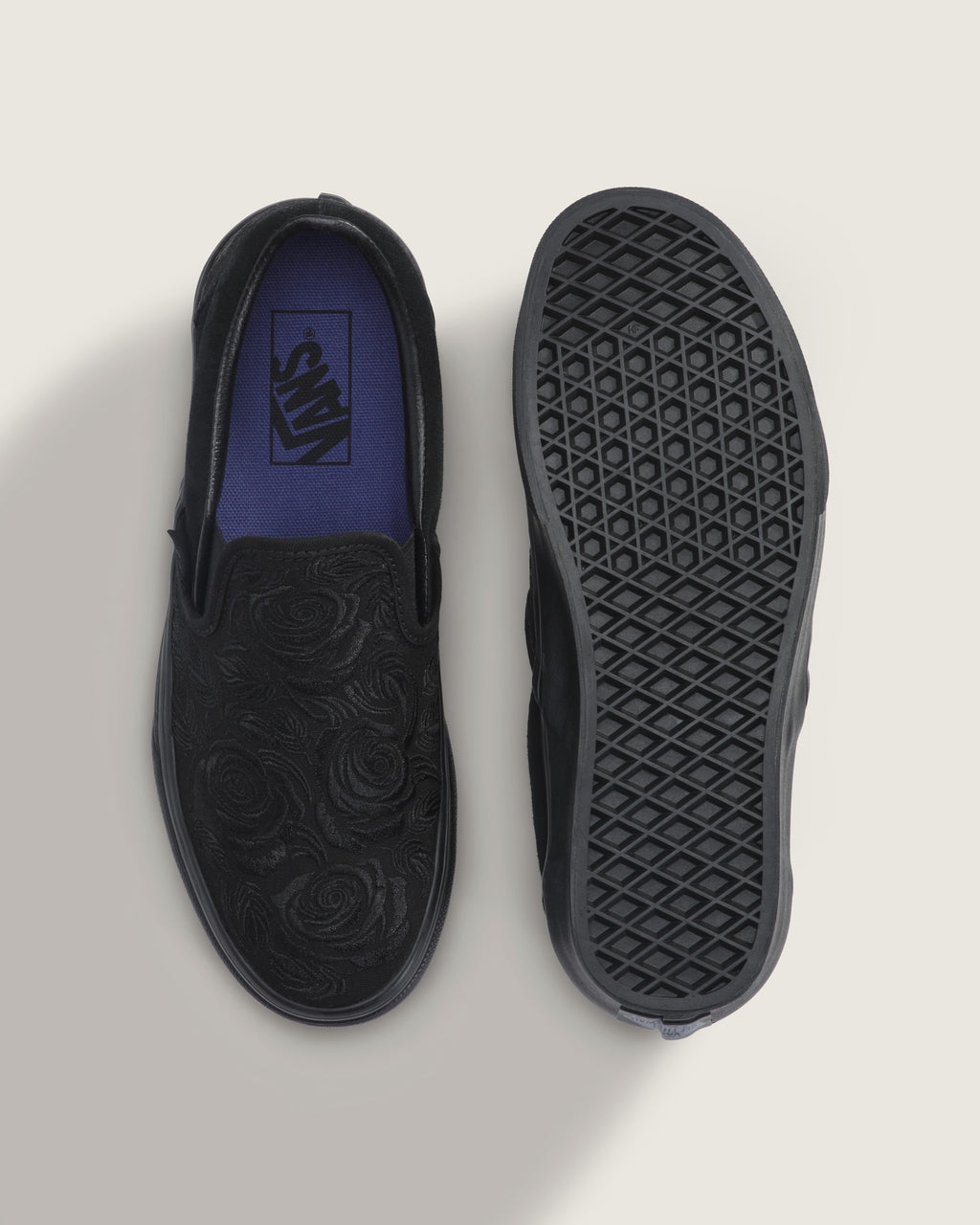 Vans Classic Slip-On Black Rose Embroidery Unisex Skate Shoes