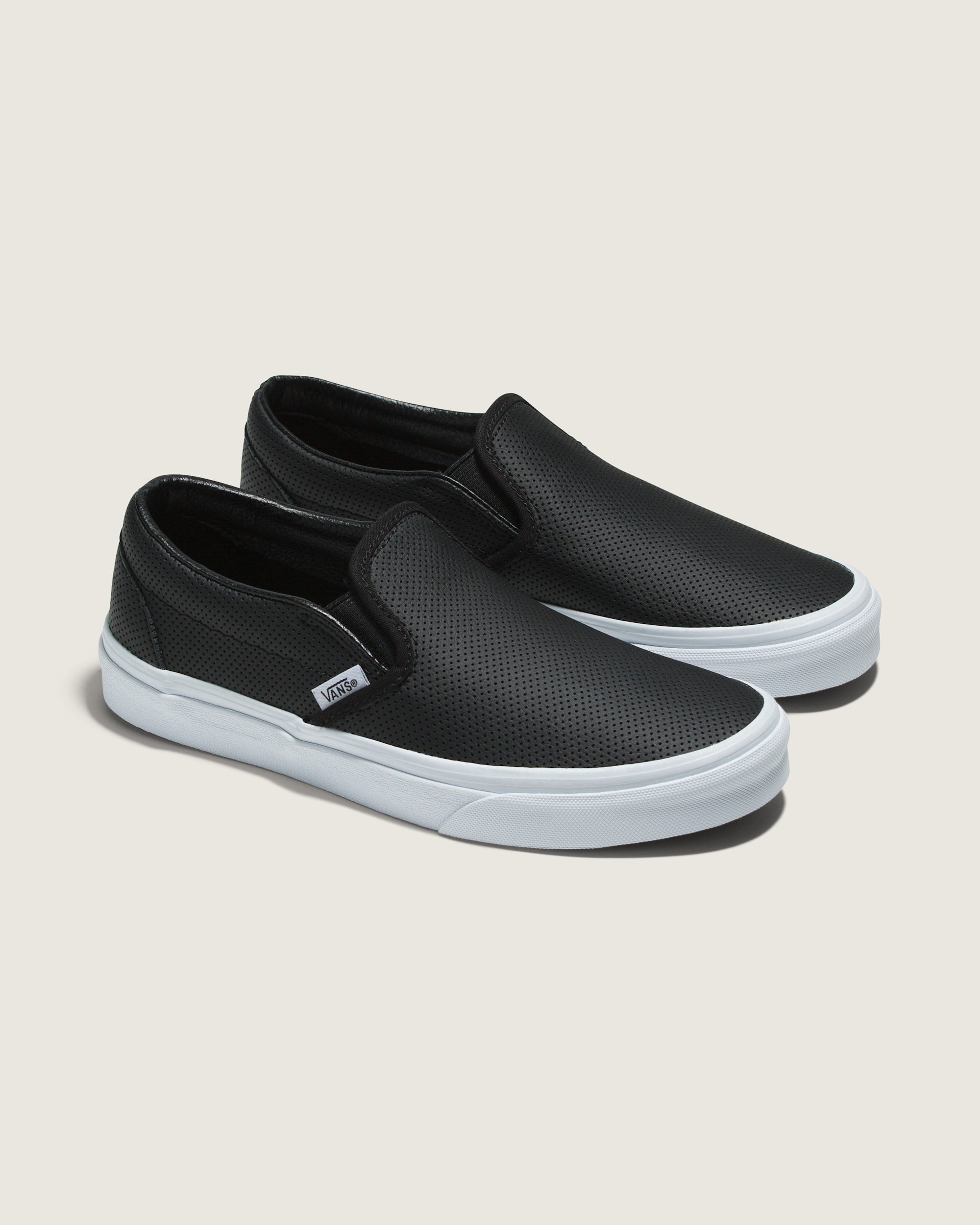 Vans Classic Slip-On Black Perforated Leather Unisex Skate Shoes