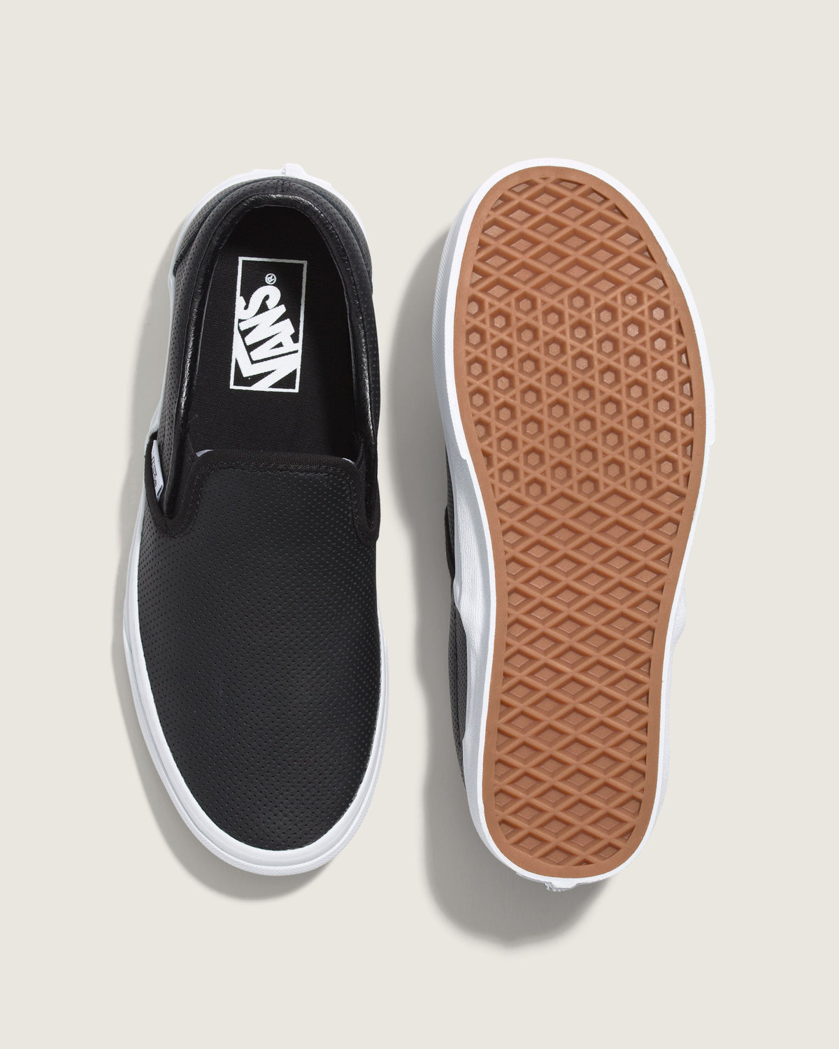 Vans Classic Slip-On Black Perforated Leather Unisex Skate Shoes