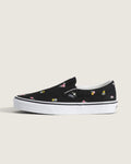 Vans Classic Slip-On Black Floral Embroidery Unisex Skate Shoes