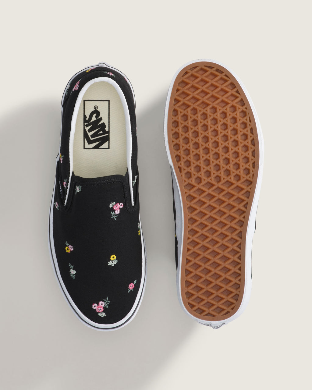 Vans Classic Slip-On Black Floral Embroidery Unisex Skate Shoes