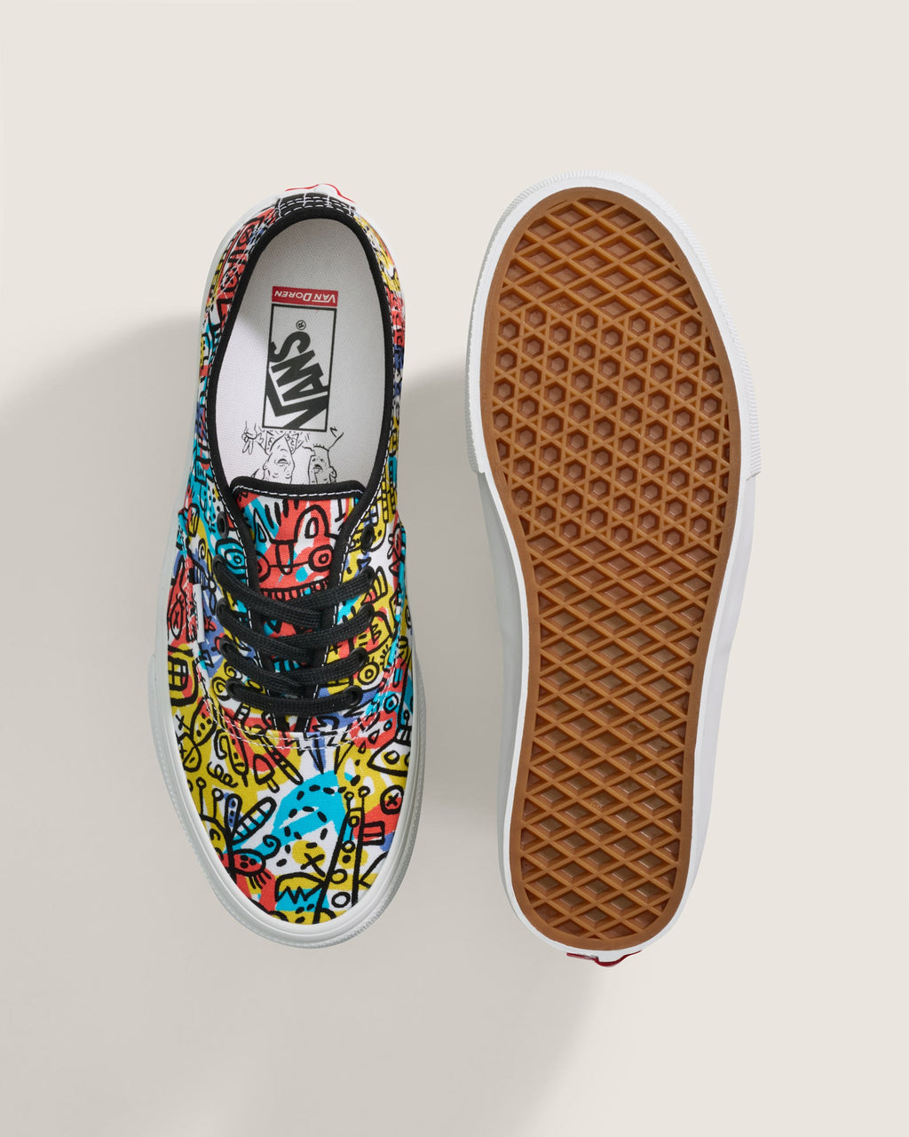 Vans Authentic Multicolor Graffiti Print Unisex Skate Shoes