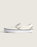 Vans Classic Slip-On Cream White Black Rose Embroidery Unisex Skate Shoes