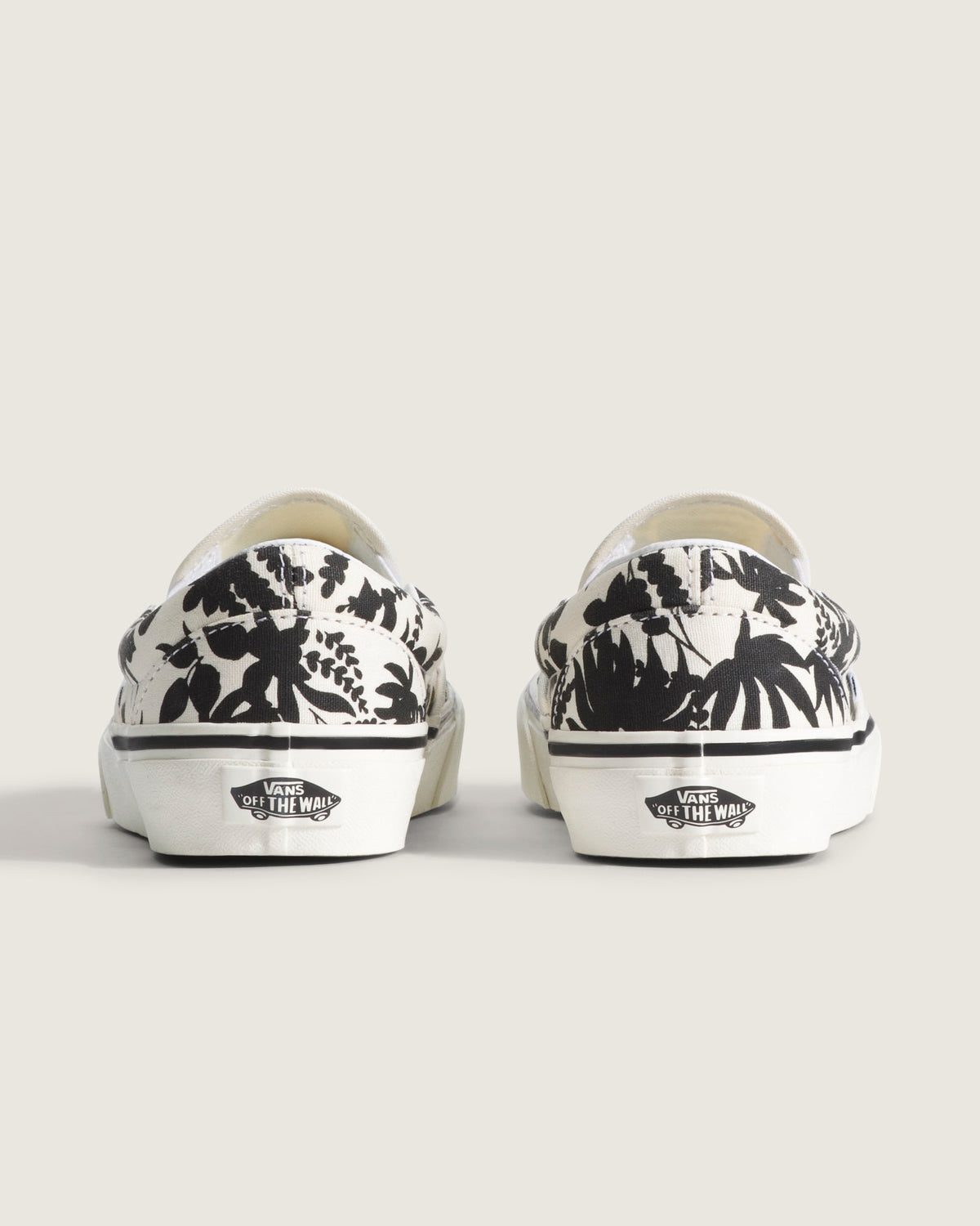 Vans Classic Slip-On Off-White Black Floral Print Unisex Skate Shoes