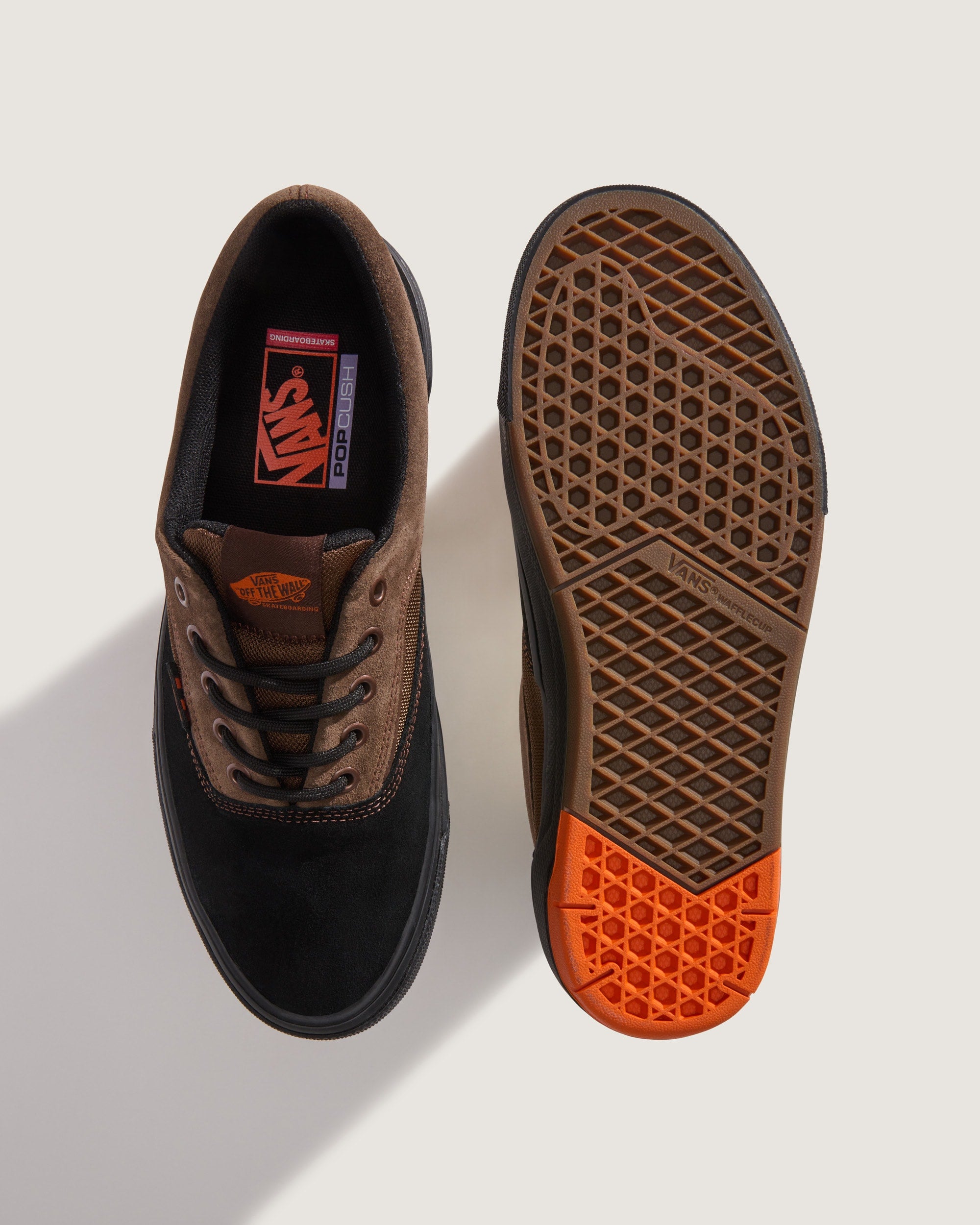 Vans Skate Mix Black Brown Color-Block Orange Accent Unisex Skate Shoes