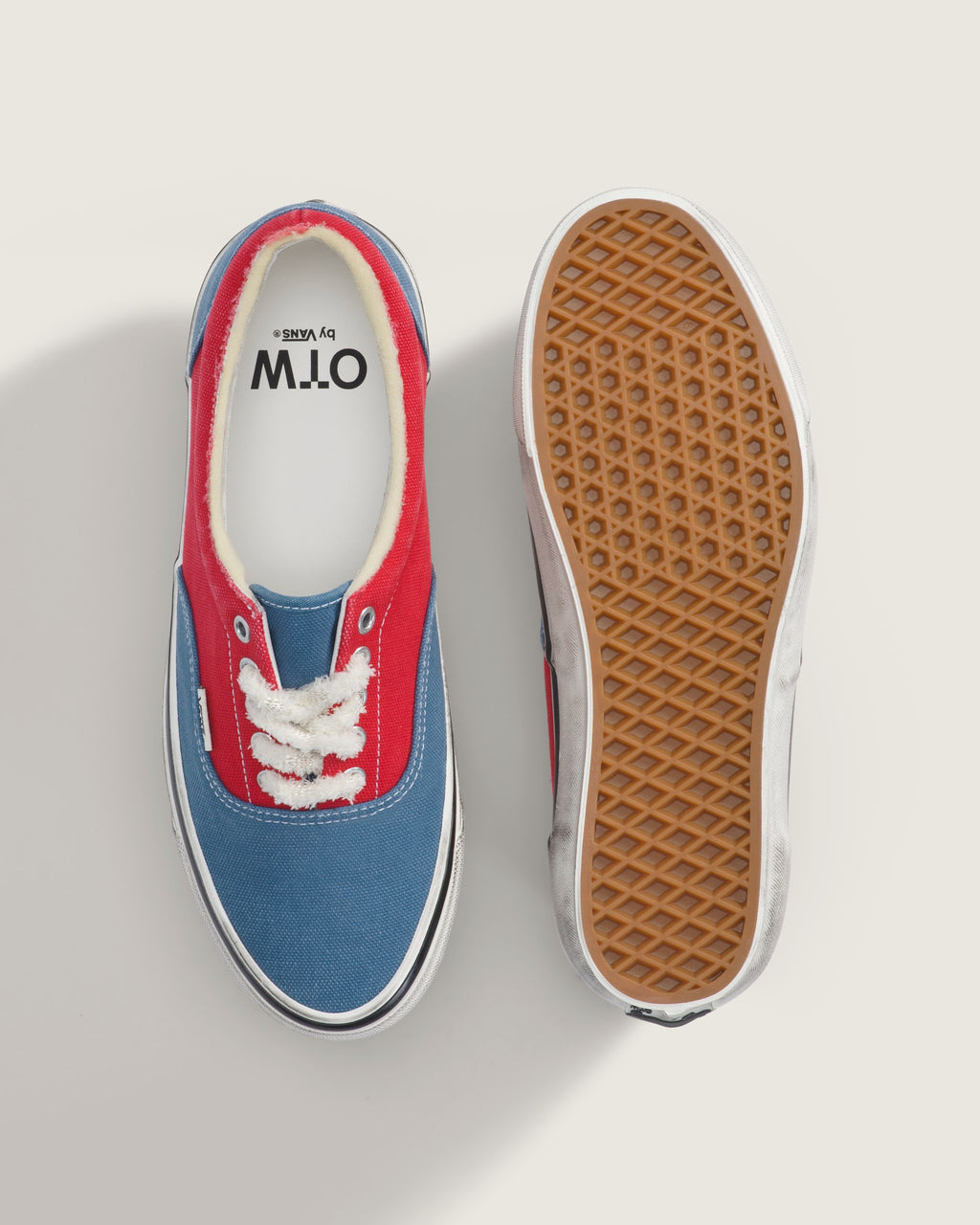 Vans Era Red Blue Color-Block Washed Canvas Unisex Skate Shoes