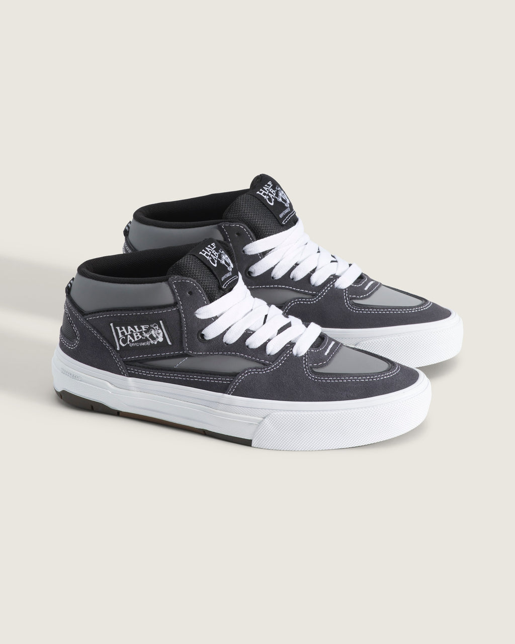 Vans Half Cab 3D Dark Grey Suede White Mid-Top Unisex Skate Shoes