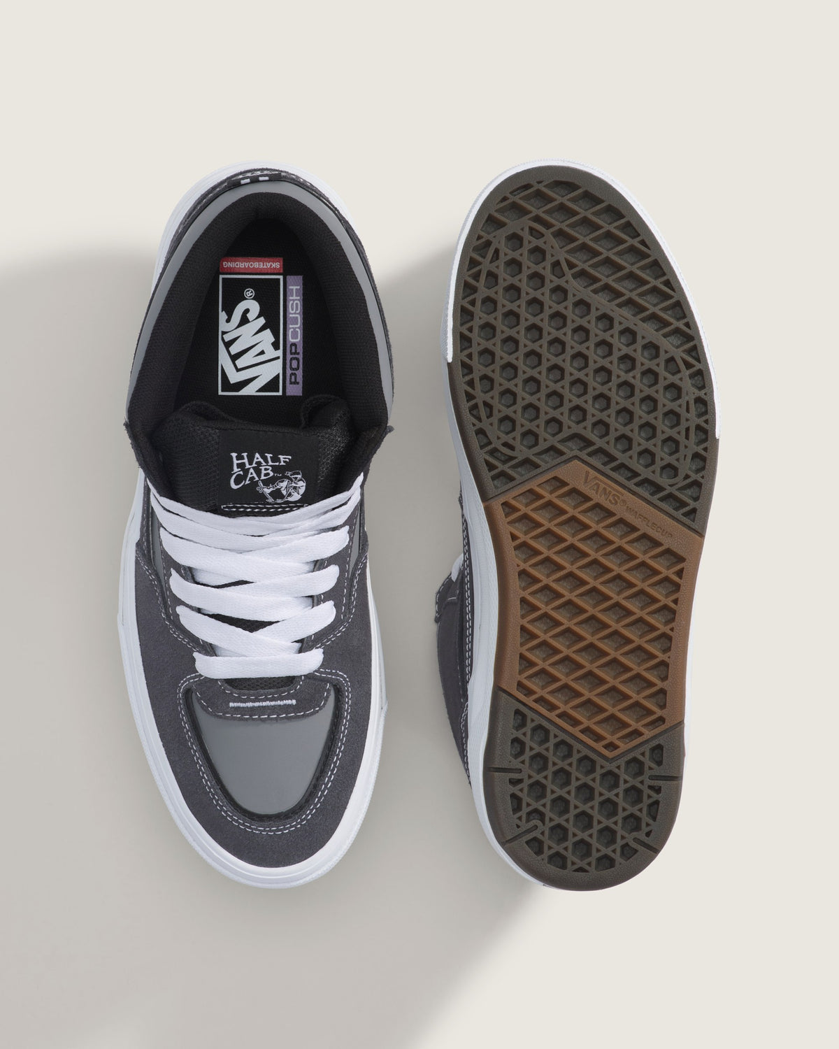 Vans Half Cab 3D Dark Grey Suede White Mid-Top Unisex Skate Shoes