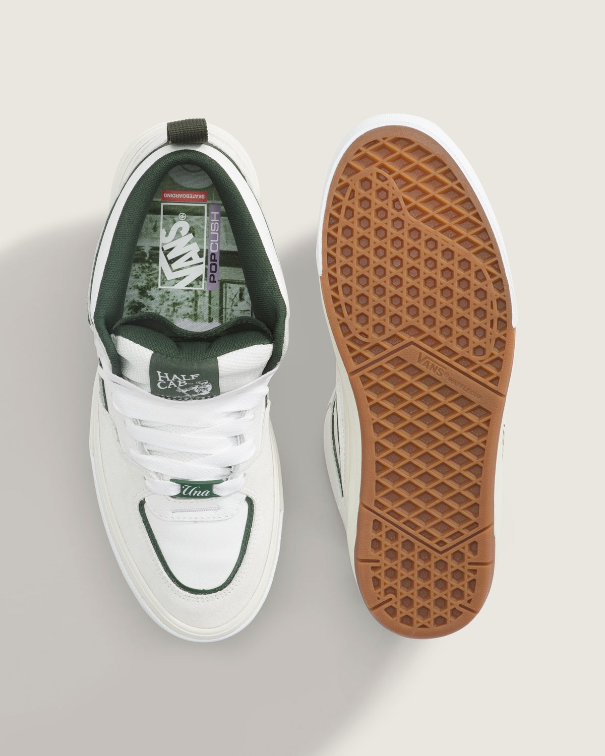 Vans Half Cab 3D White Green Leather Suede Mid-Top Unisex Skate Shoes