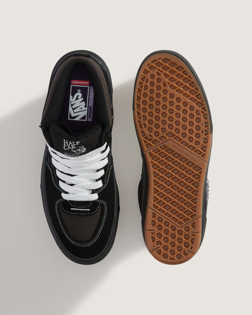 Vans Half Cab 3D Black Suede Mid-Top Unisex Skate Shoes