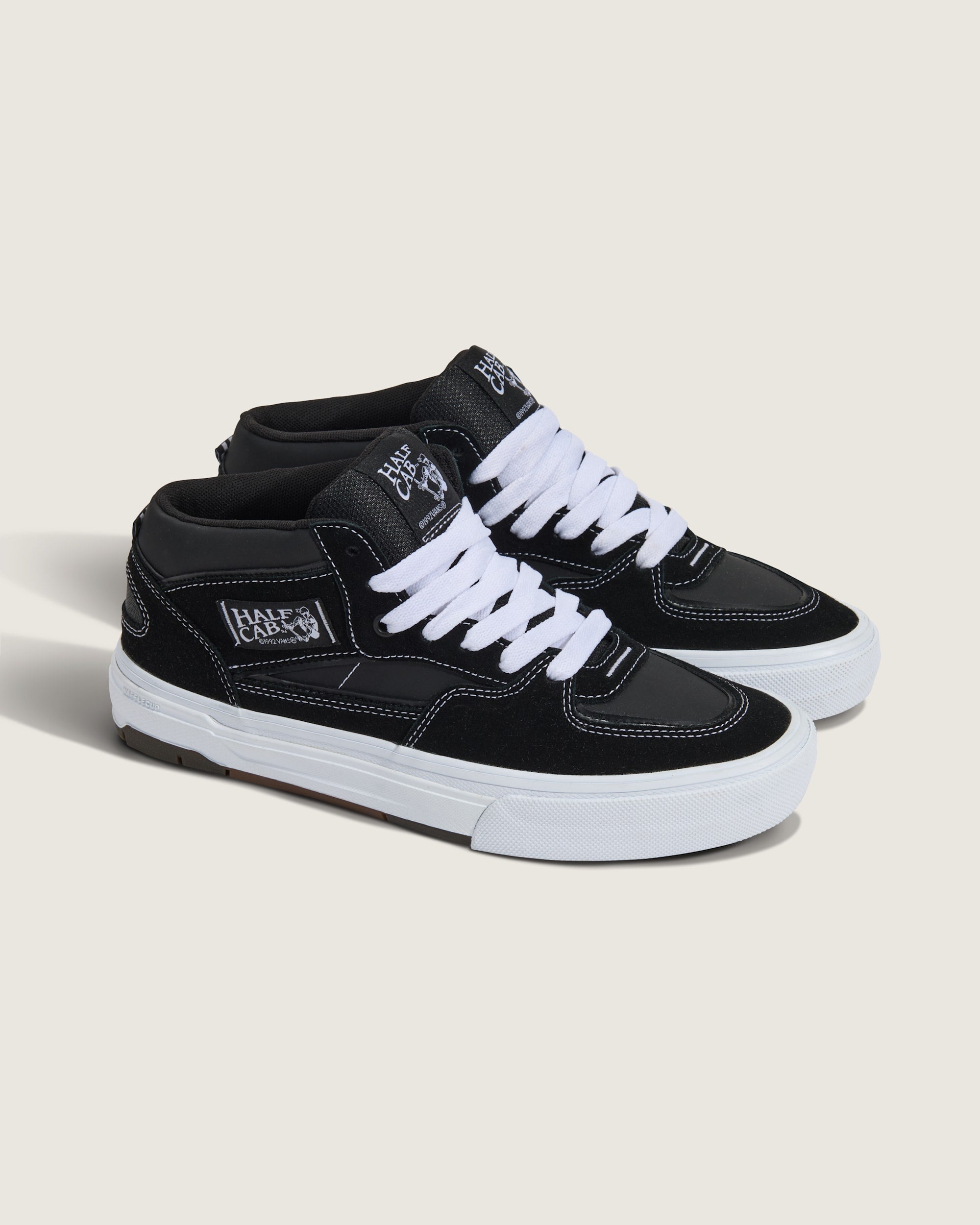 Vans Half Cab 3D Black White Suede Unisex Mid‑Top Skate Sneakers