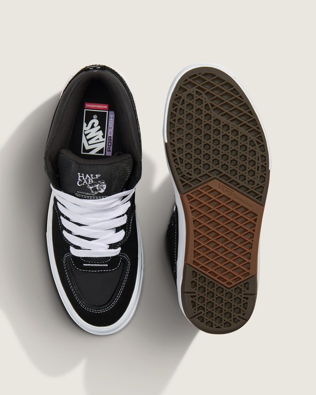 Vans Half Cab 3D Black White Suede Unisex Mid‑Top Skate Sneakers