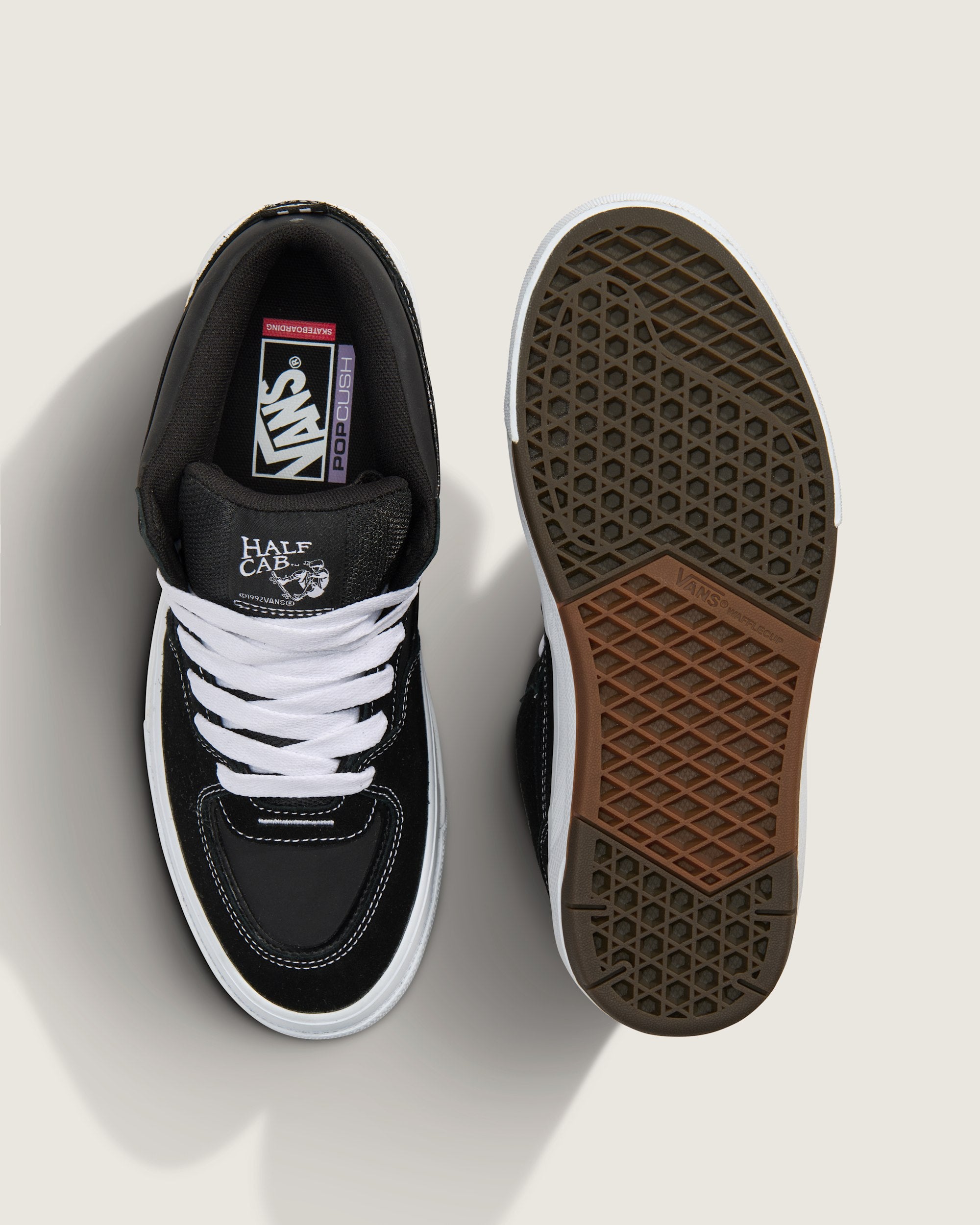 Vans Half Cab 3D Black White Suede Unisex Mid‑Top Skate Sneakers