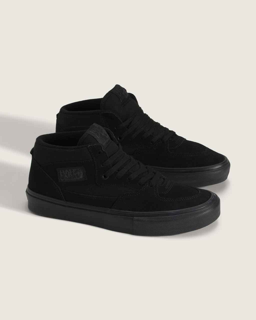 Vans Half Cab All Black Suede Canvas Mid-Top Unisex Skate Shoes