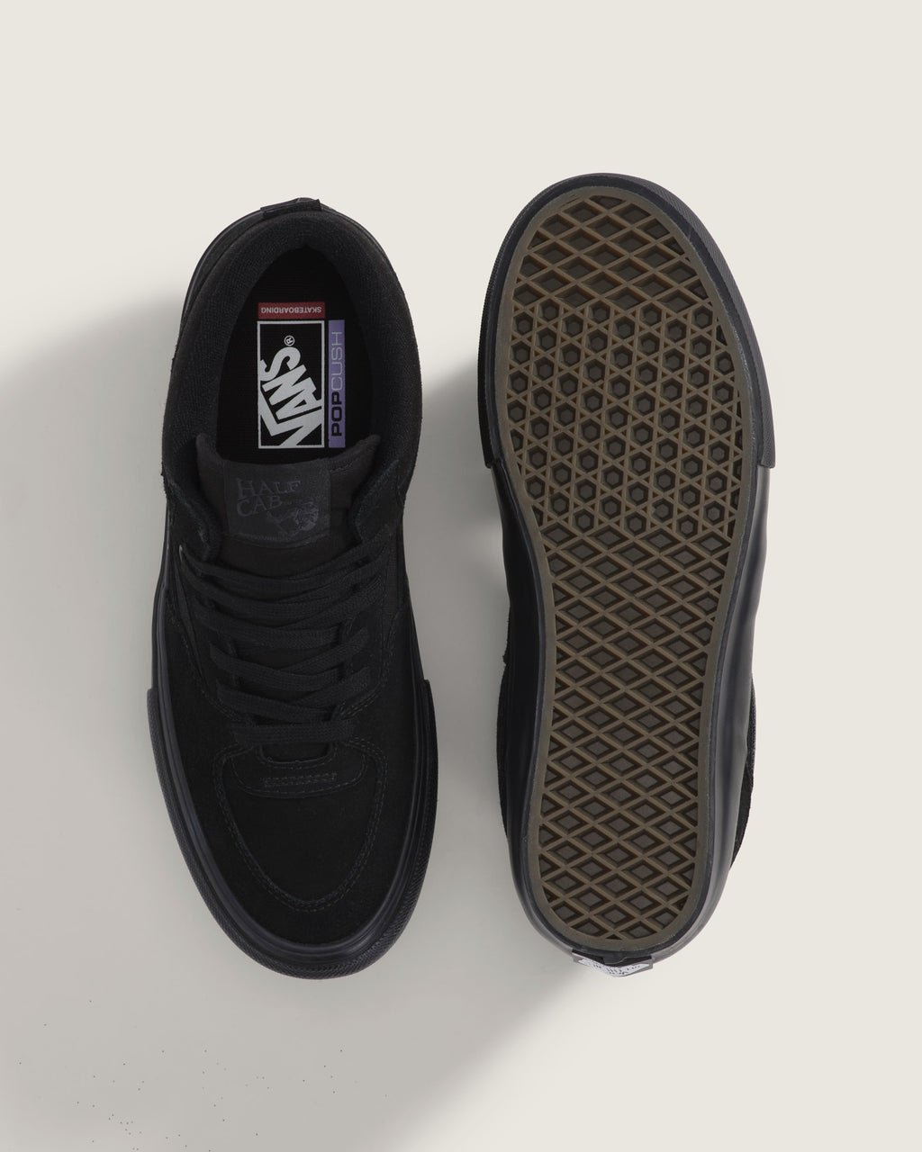Vans Half Cab All Black Suede Canvas Mid-Top Unisex Skate Shoes