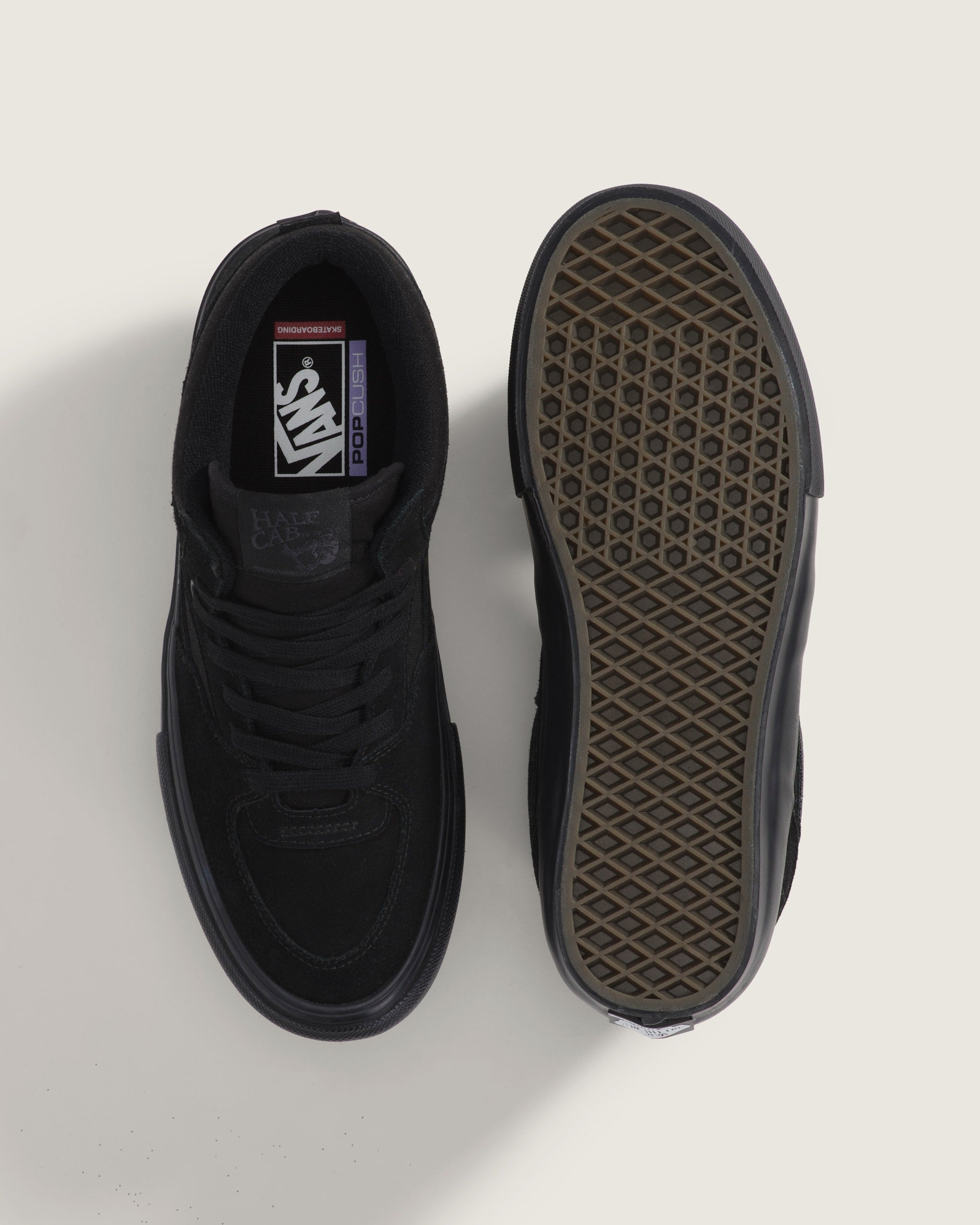 Vans Half Cab All Black Suede Canvas Mid-Top Unisex Skate Shoes