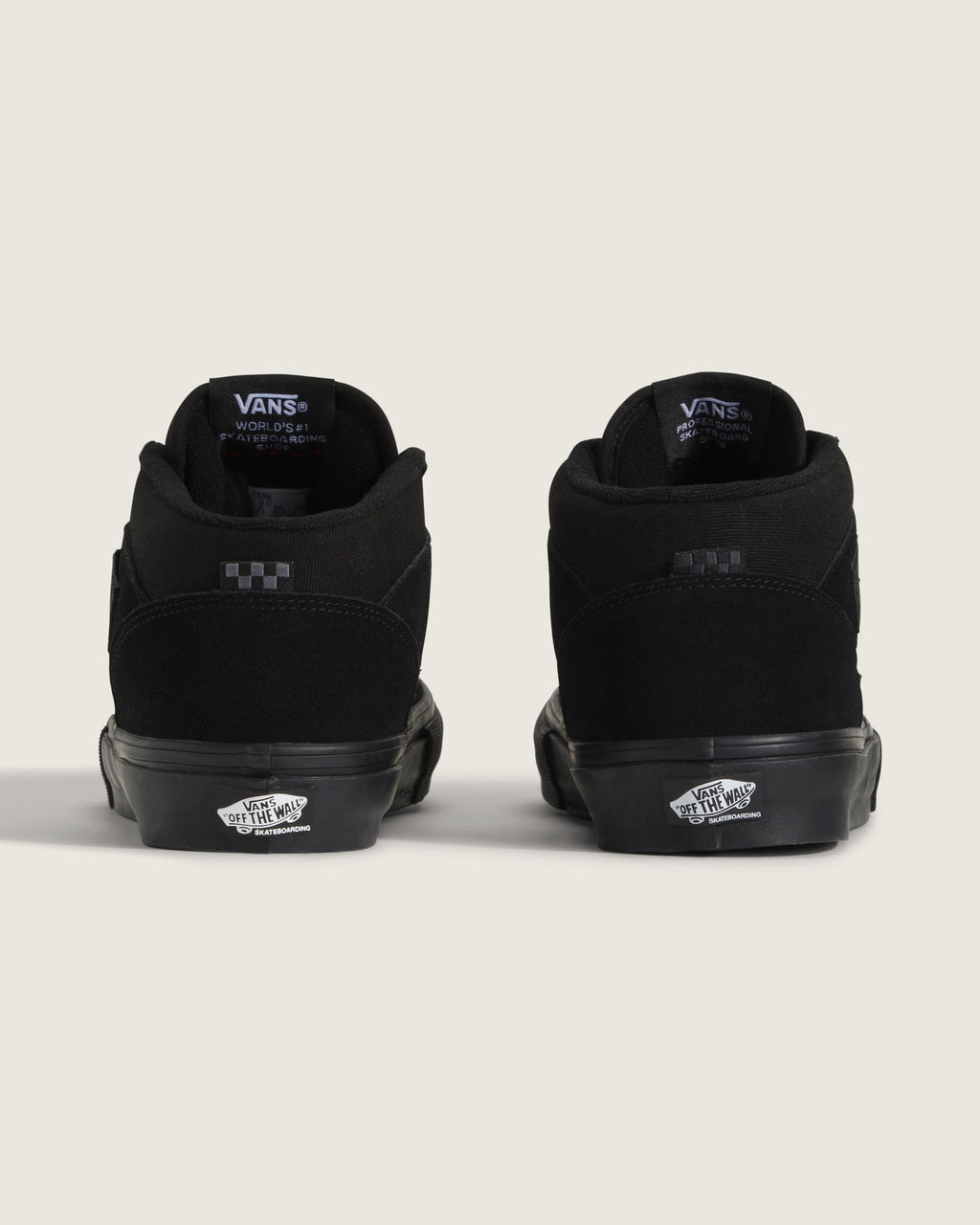 Vans Half Cab All Black Suede Canvas Mid-Top Unisex Skate Shoes